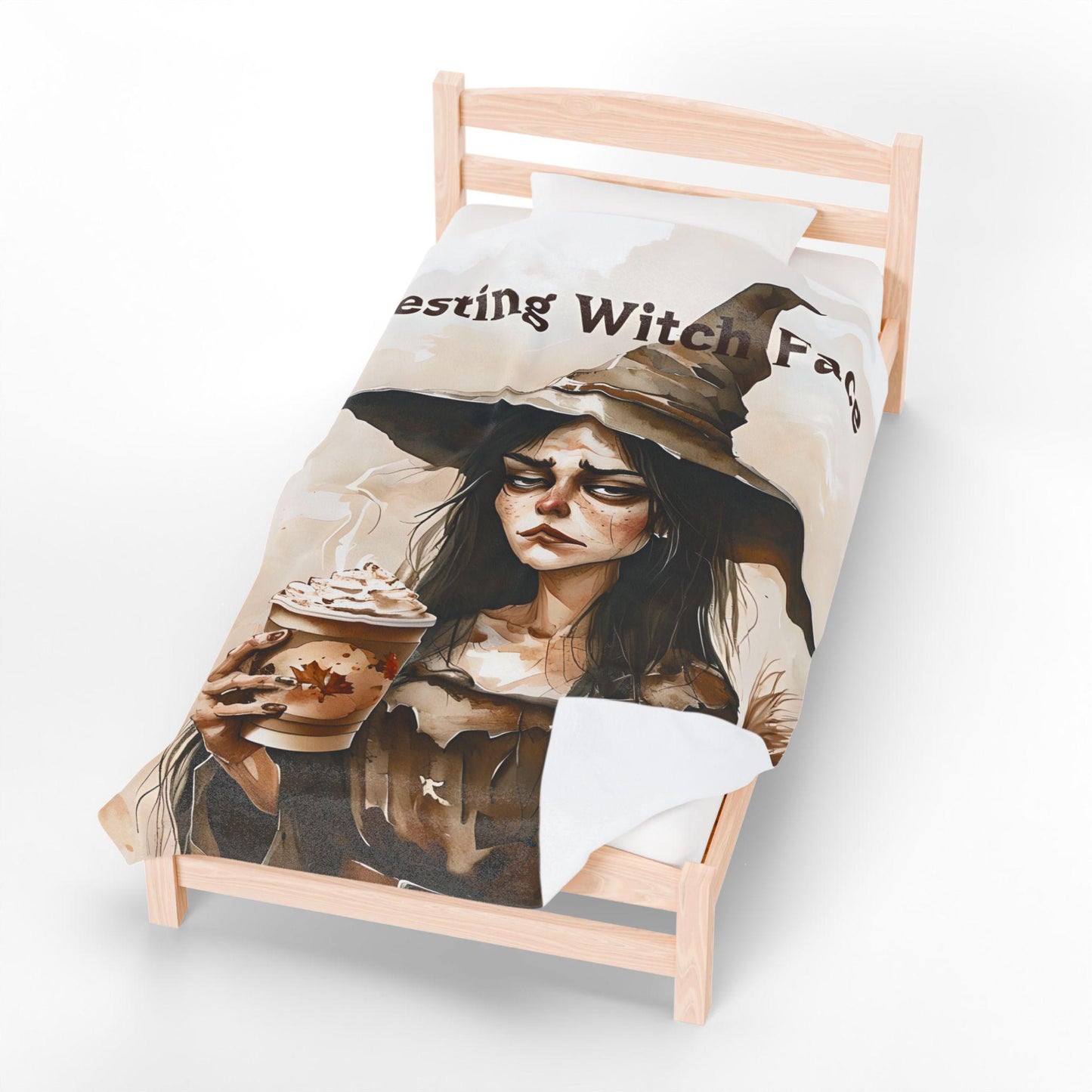 Resting Witch Face Plush Blanket: Gothic Halloween Throw