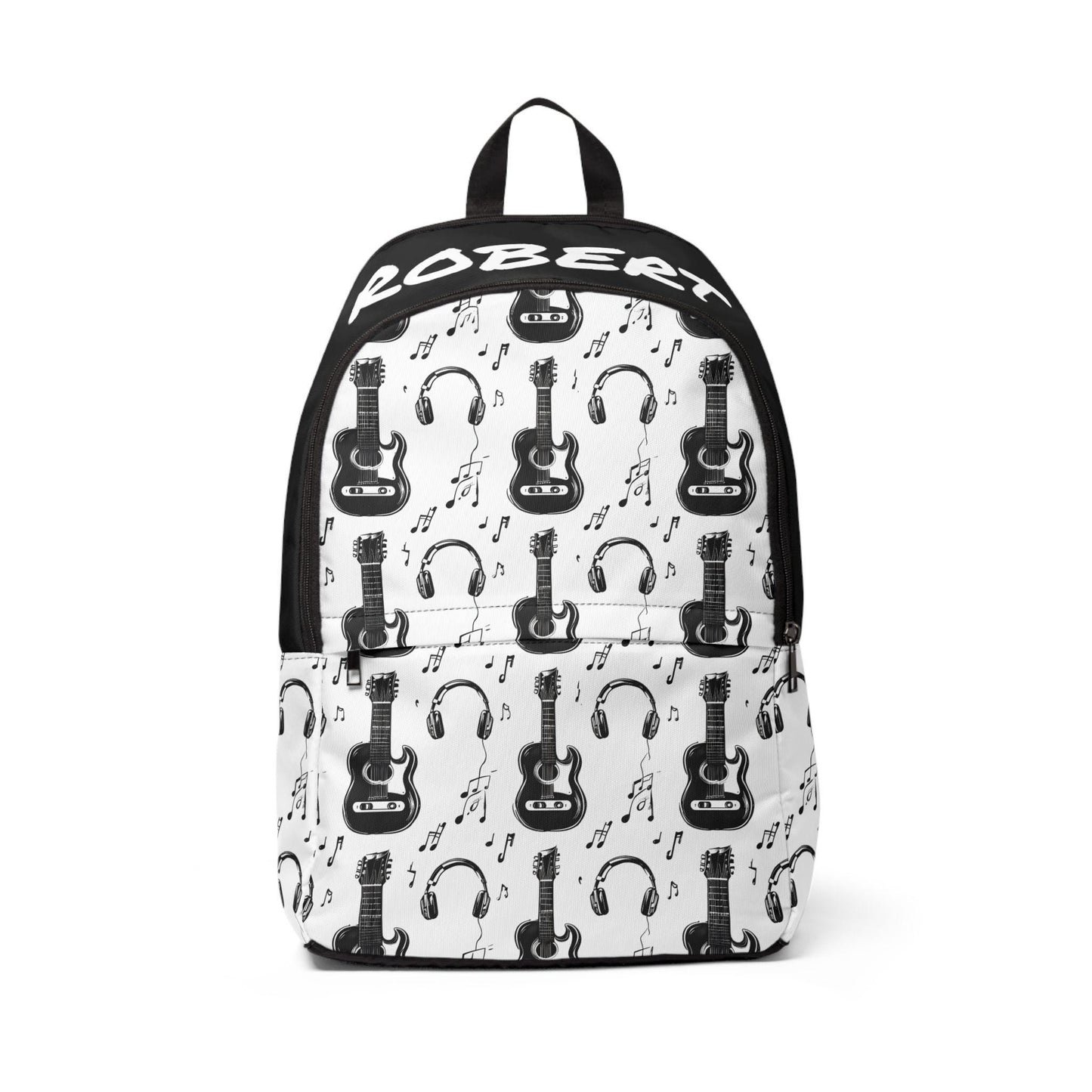 Music Lover Backpack: Guitar & Notes Design, Waterproof Nylon