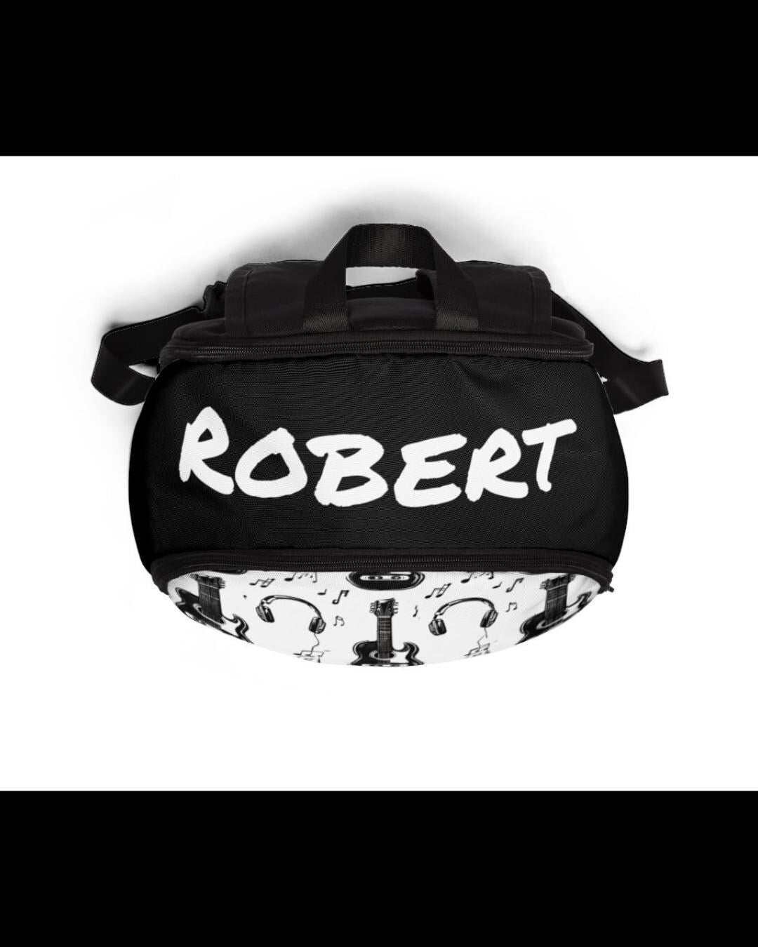 Music Lover Backpack: Guitar & Notes Design, Waterproof Nylon