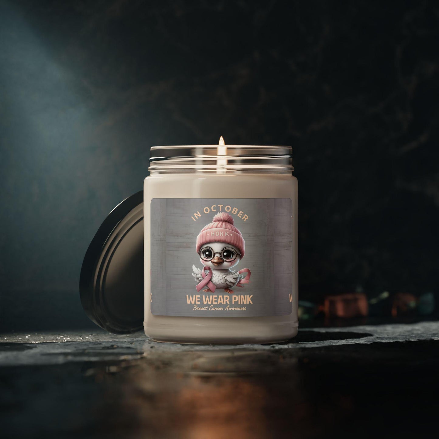 October Awareness Soy Candle: Pink Ribbon Breast Cancer Gift