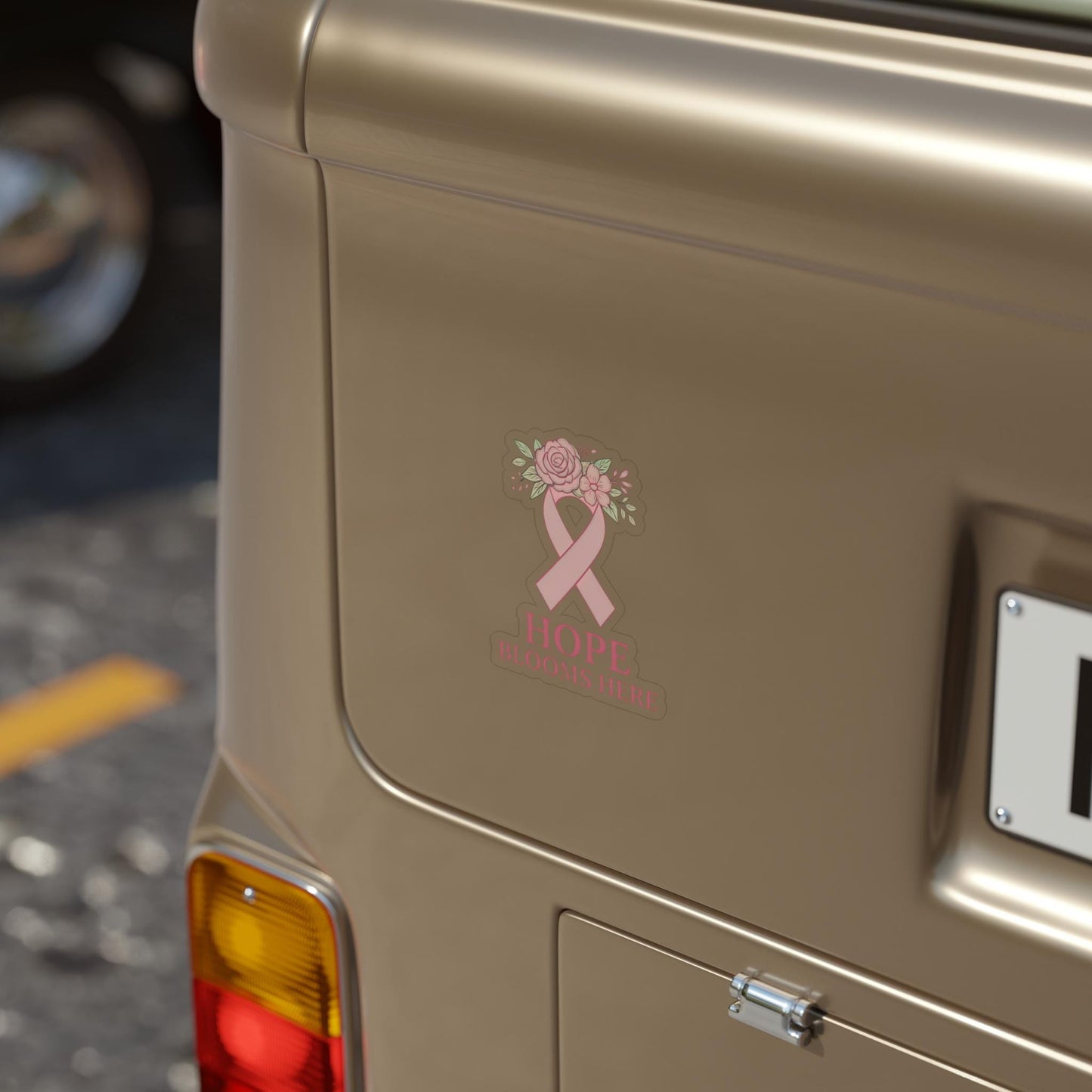 Breast Cancer Awareness Decal: Hope Blooms Floral Pink Ribbon Sticker