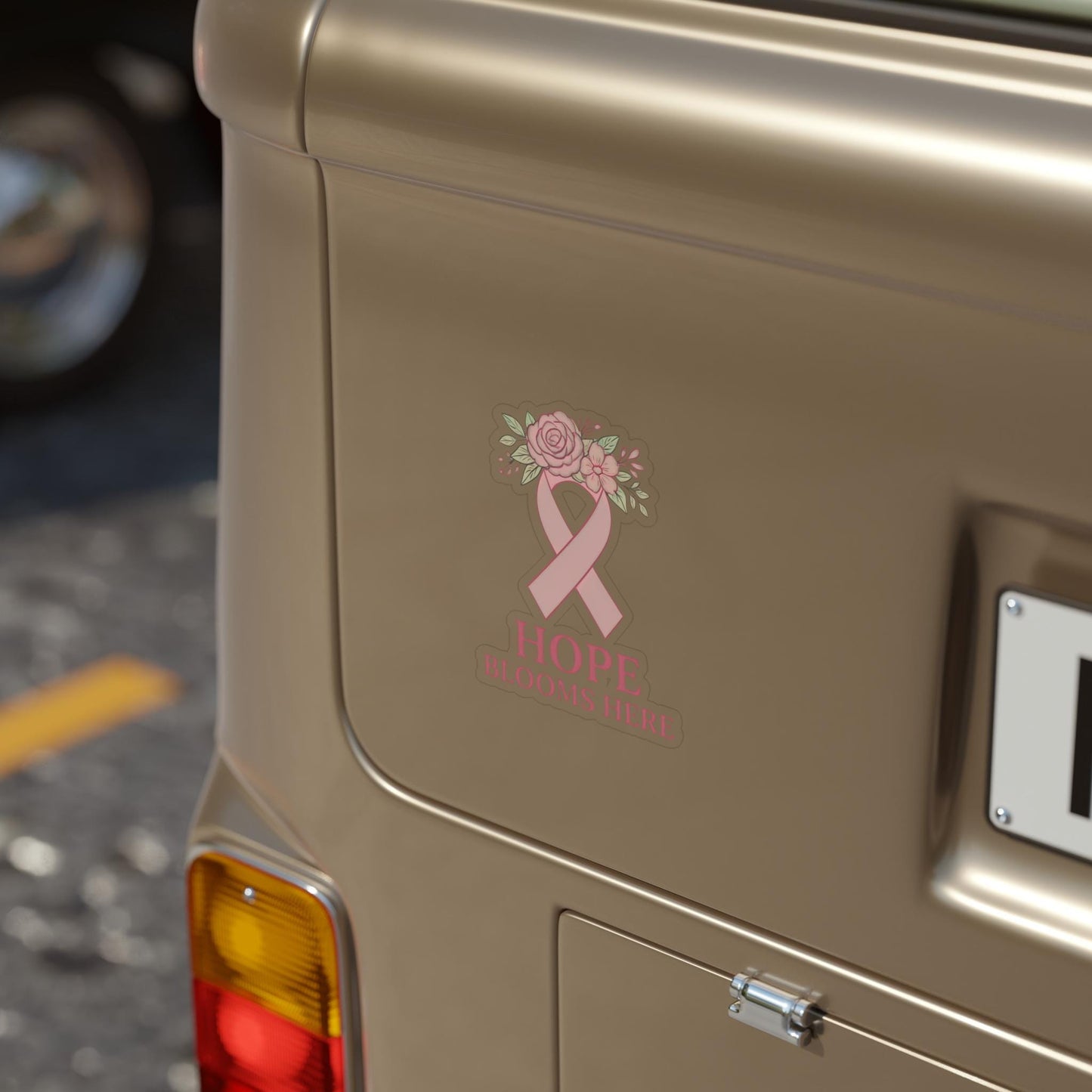 Breast Cancer Awareness Decal: Hope Blooms Floral Pink Ribbon Sticker