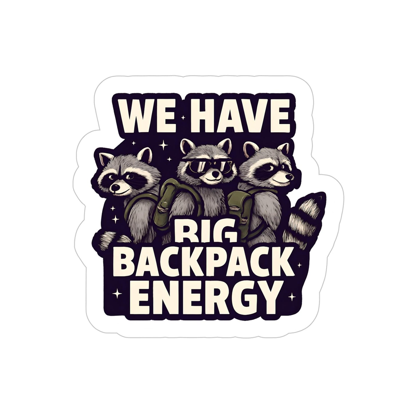 Adventurous Raccoon Outdoor Sticker: Eco-Friendly Vinyl, Water-Resistant