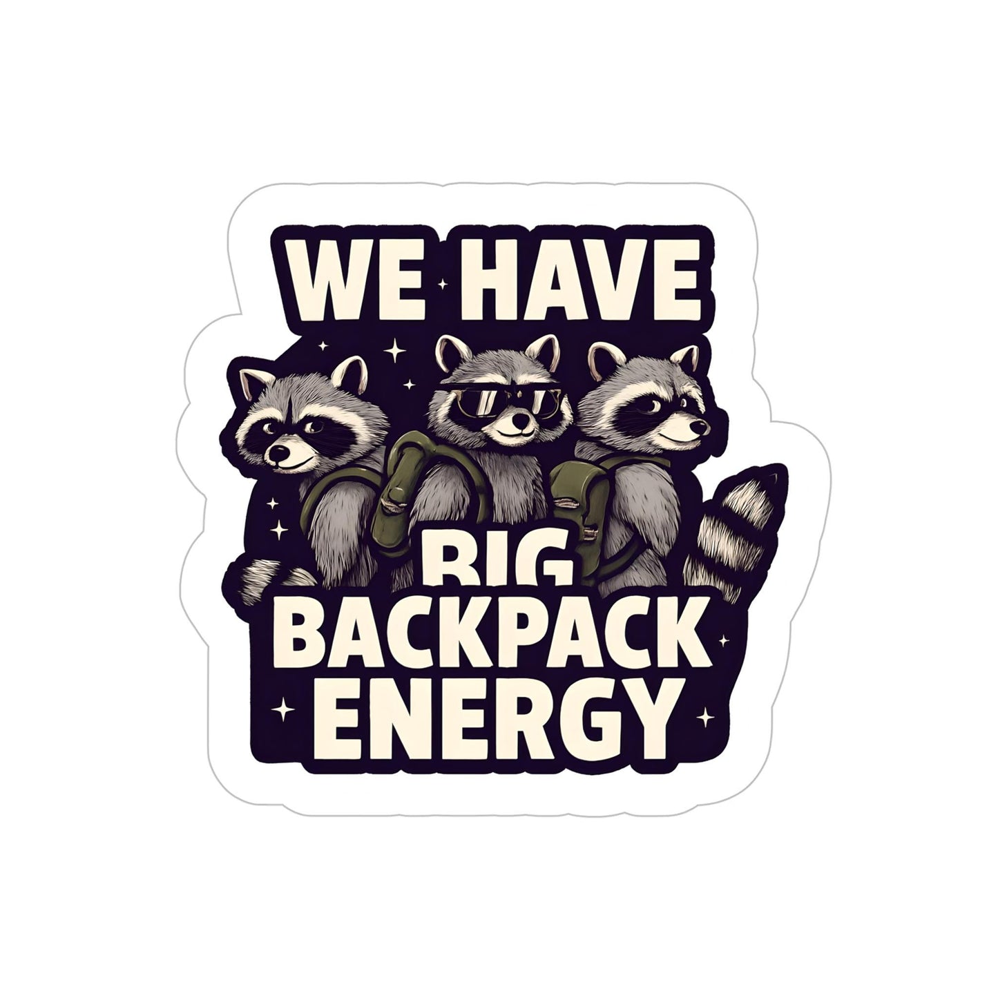 Adventurous Raccoon Outdoor Sticker: Eco-Friendly Vinyl, Water-Resistant