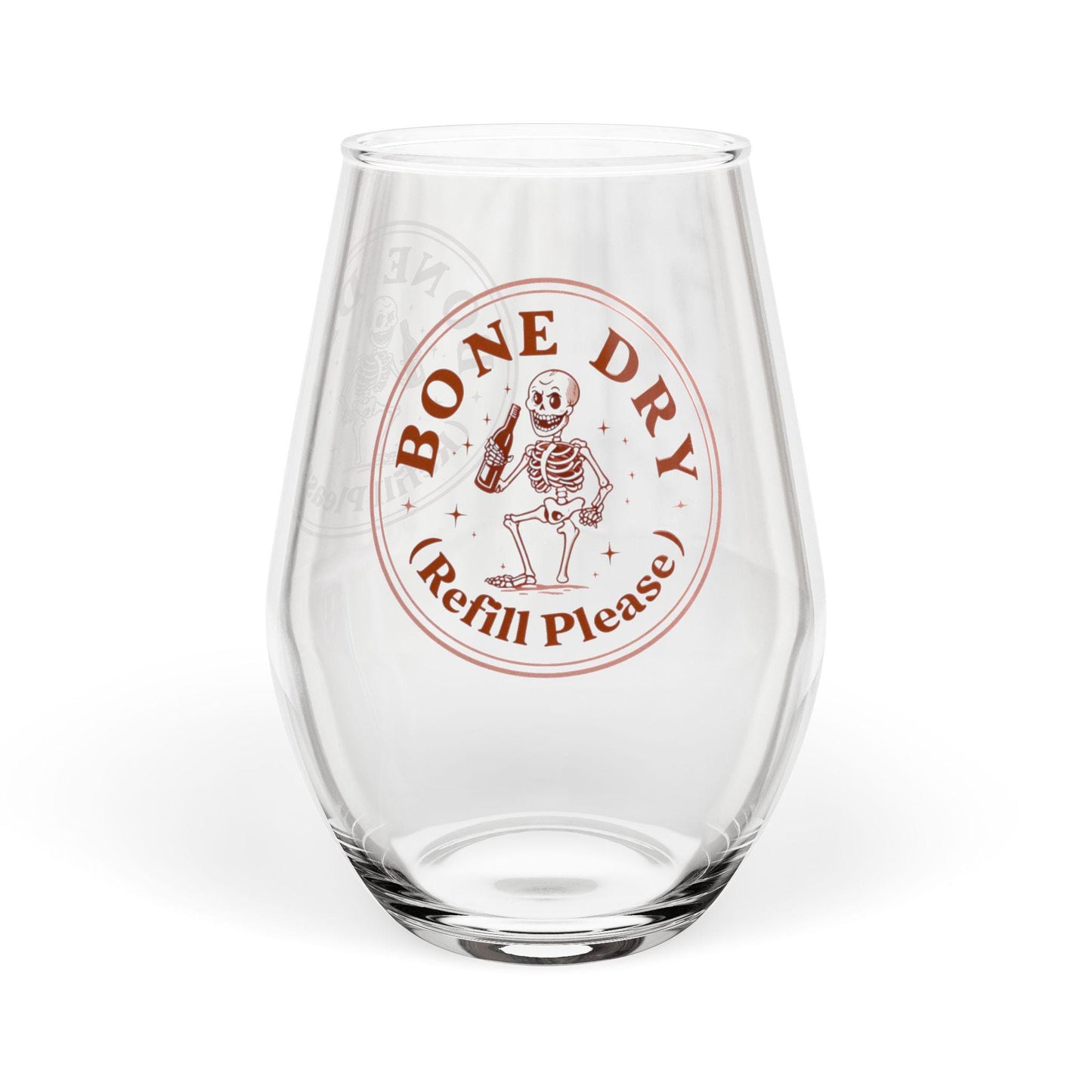 Bone Dry Stemless Wine Glass | Fun Skeleton Design, Perfect for Halloween, Gift for Wine Lovers, Unique Barware, Home Party