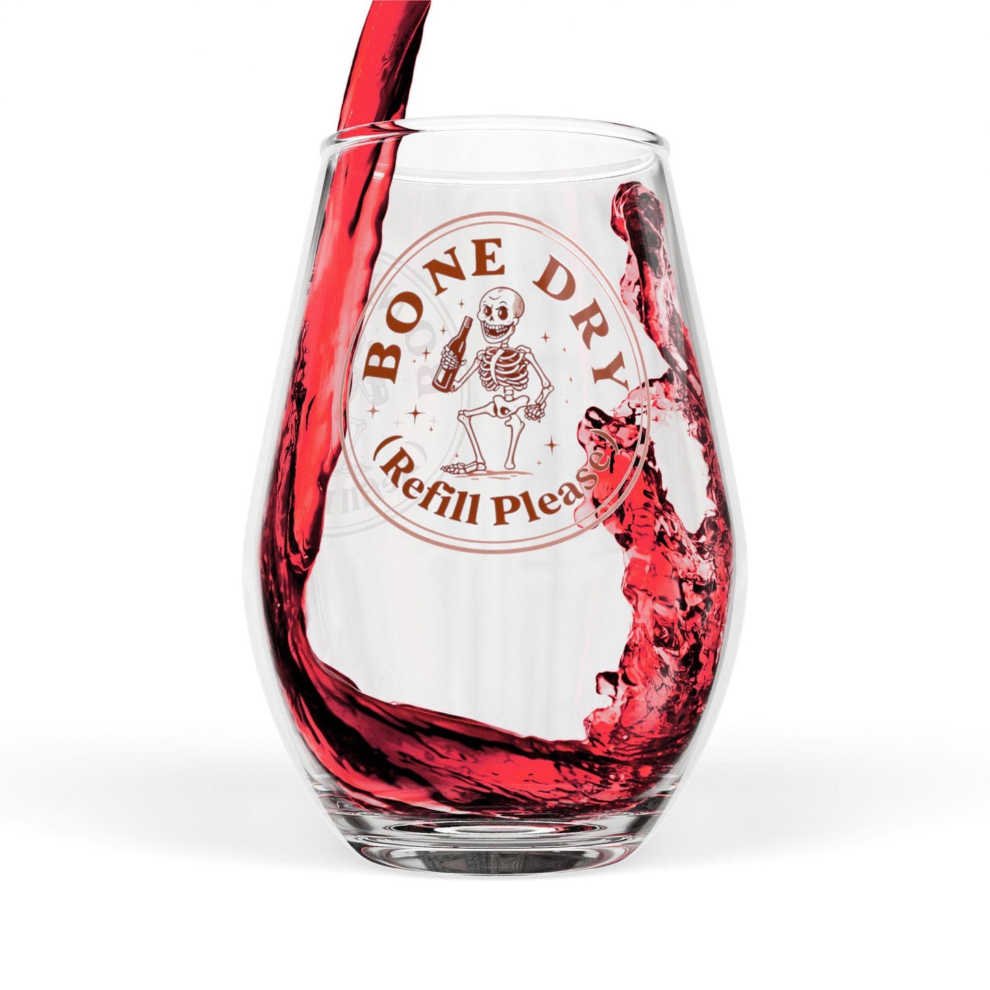 Bone Dry Stemless Wine Glass | Fun Skeleton Design, Perfect for Halloween, Gift for Wine Lovers, Unique Barware, Home Party