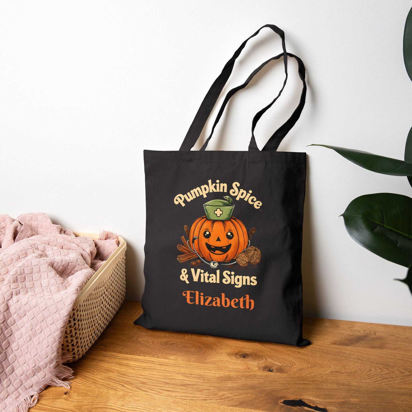 Pumpkin Spice Tote Bag: Halloween Fall Accessory, Eco-Friendly Canvas