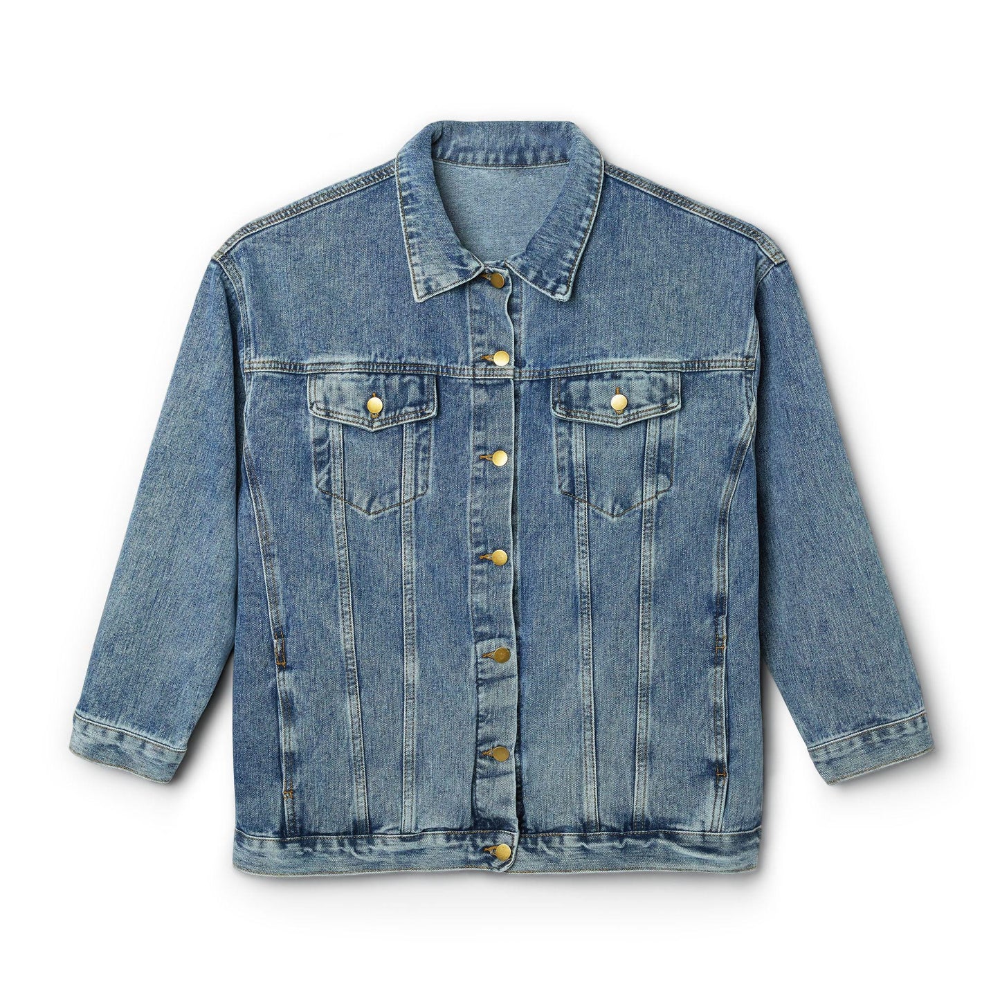 Denim Apple Jacket: Women's Oversized Jean Jacket, Vintage Style