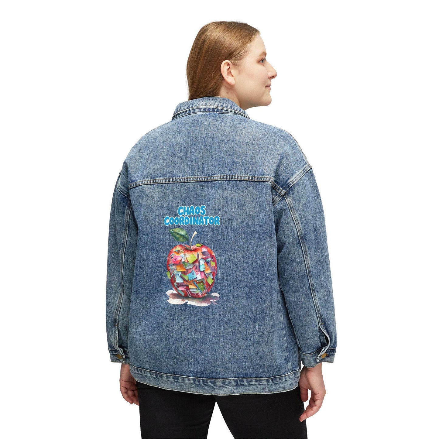 Denim Apple Jacket: Women's Oversized Jean Jacket, Vintage Style
