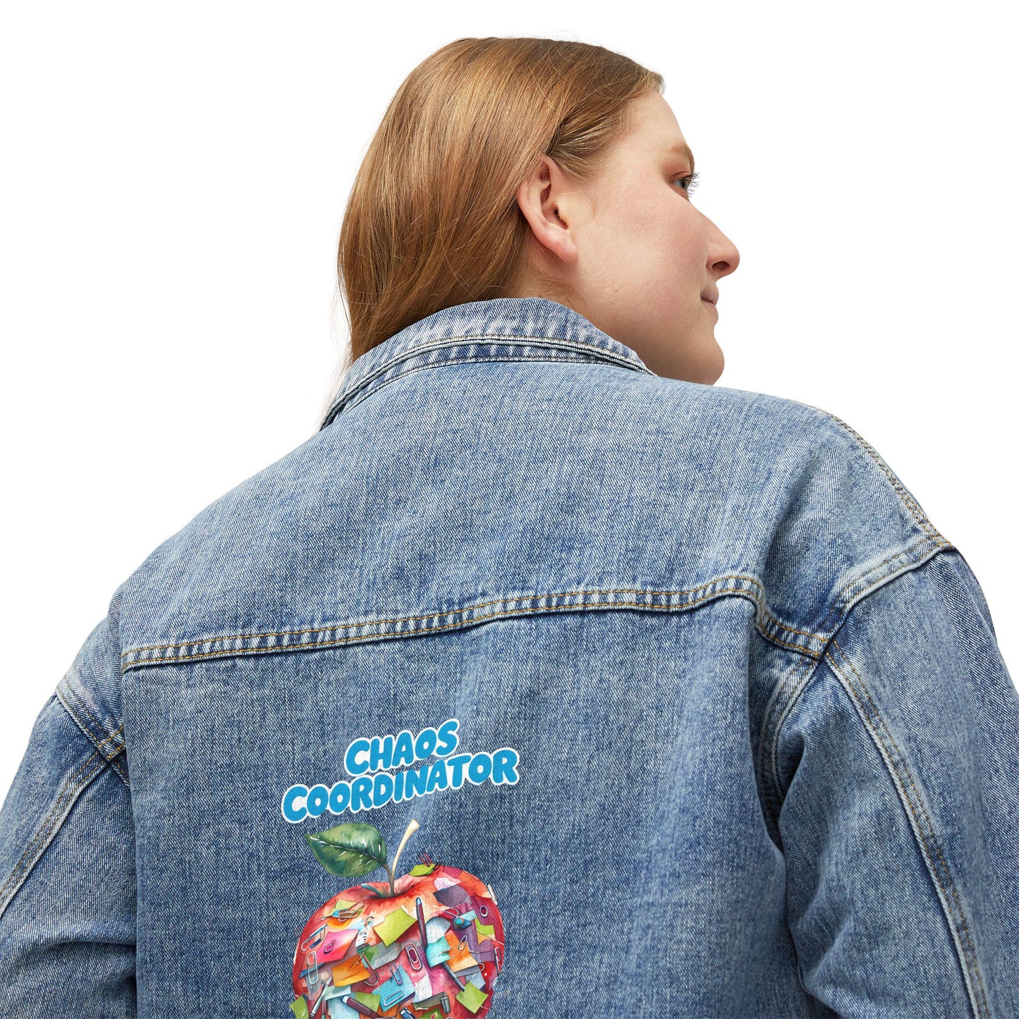 Denim Apple Jacket: Women's Oversized Jean Jacket, Vintage Style
