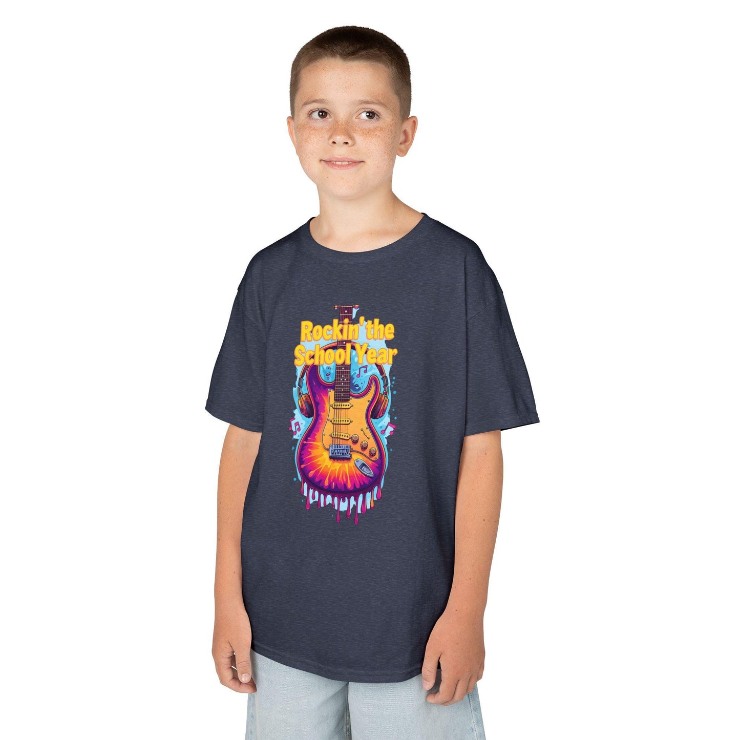 Electric School Year Kids Tee: Music Lover Graphic Shirt