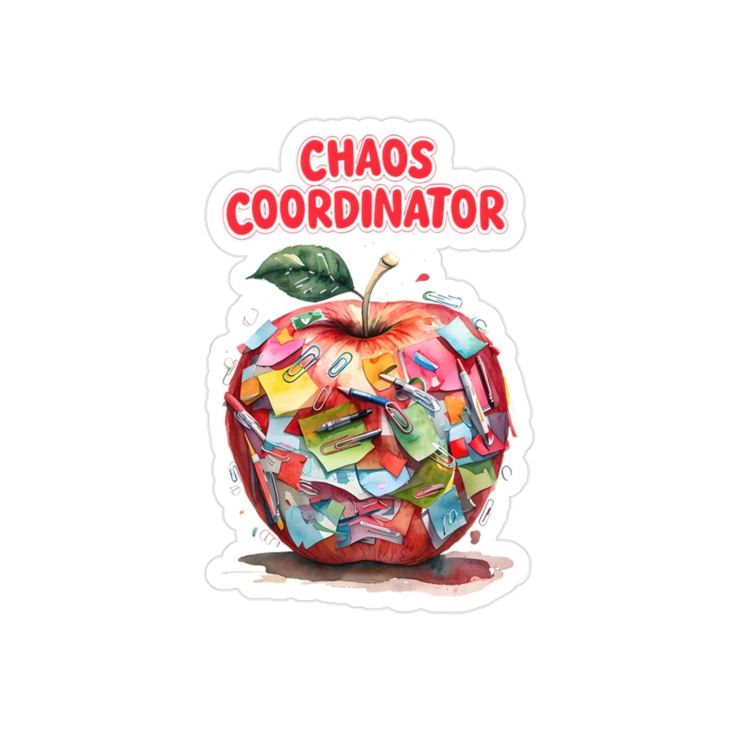 Chaos Coordinator Sticker: Fun Apple Design - Laptop, Water Bottle Decal