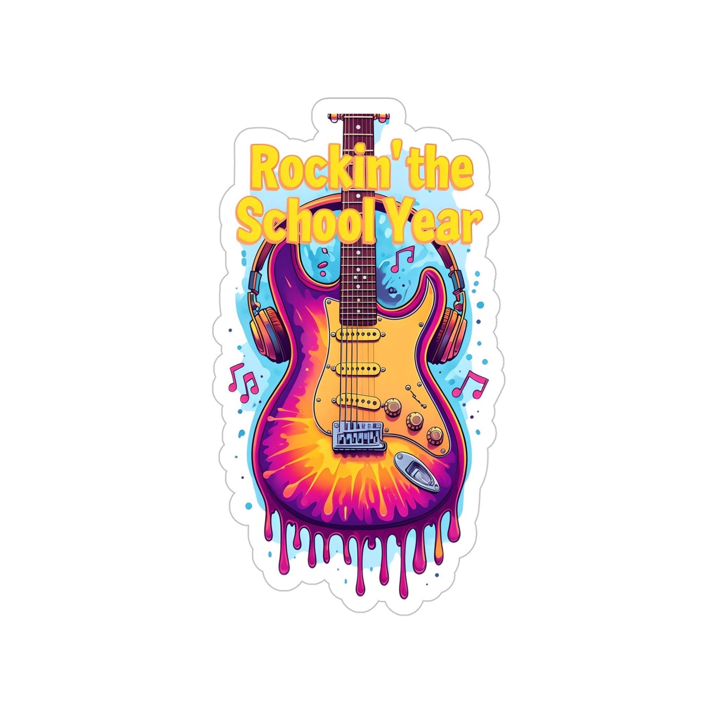 Guitar Outdoor Sticker: Rockin' Back to School Die-Cut Decal