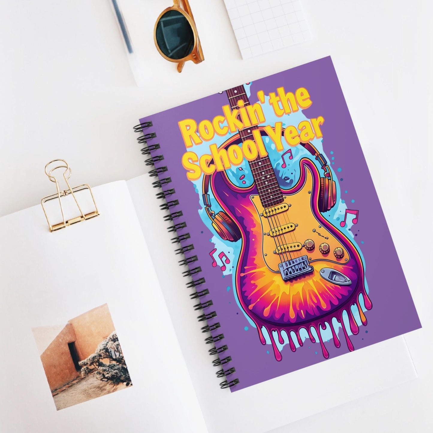 Guitar Art Journal: Rockin' School Year Spiral Notebook