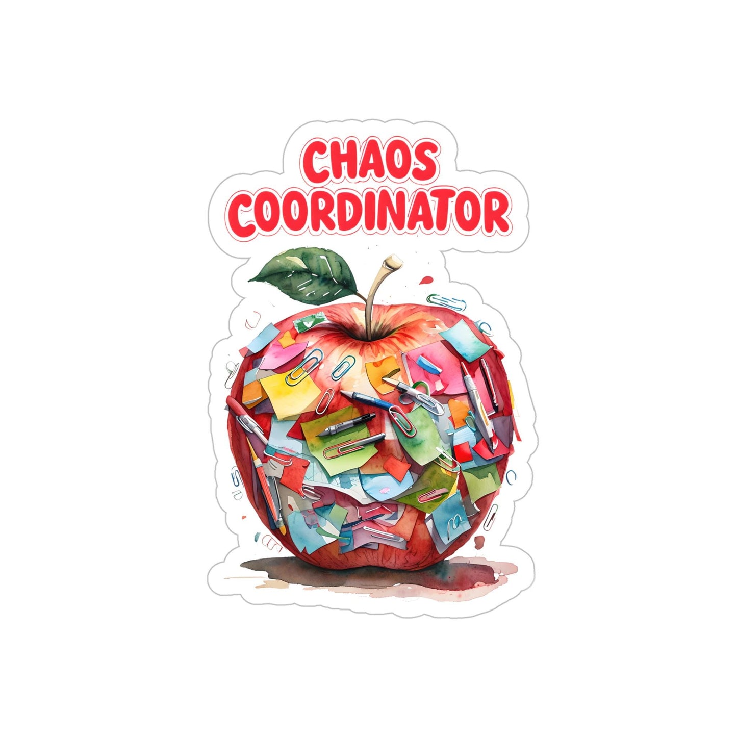 Chaos Coordinator Sticker: Fun Apple Design - Laptop, Water Bottle Decal