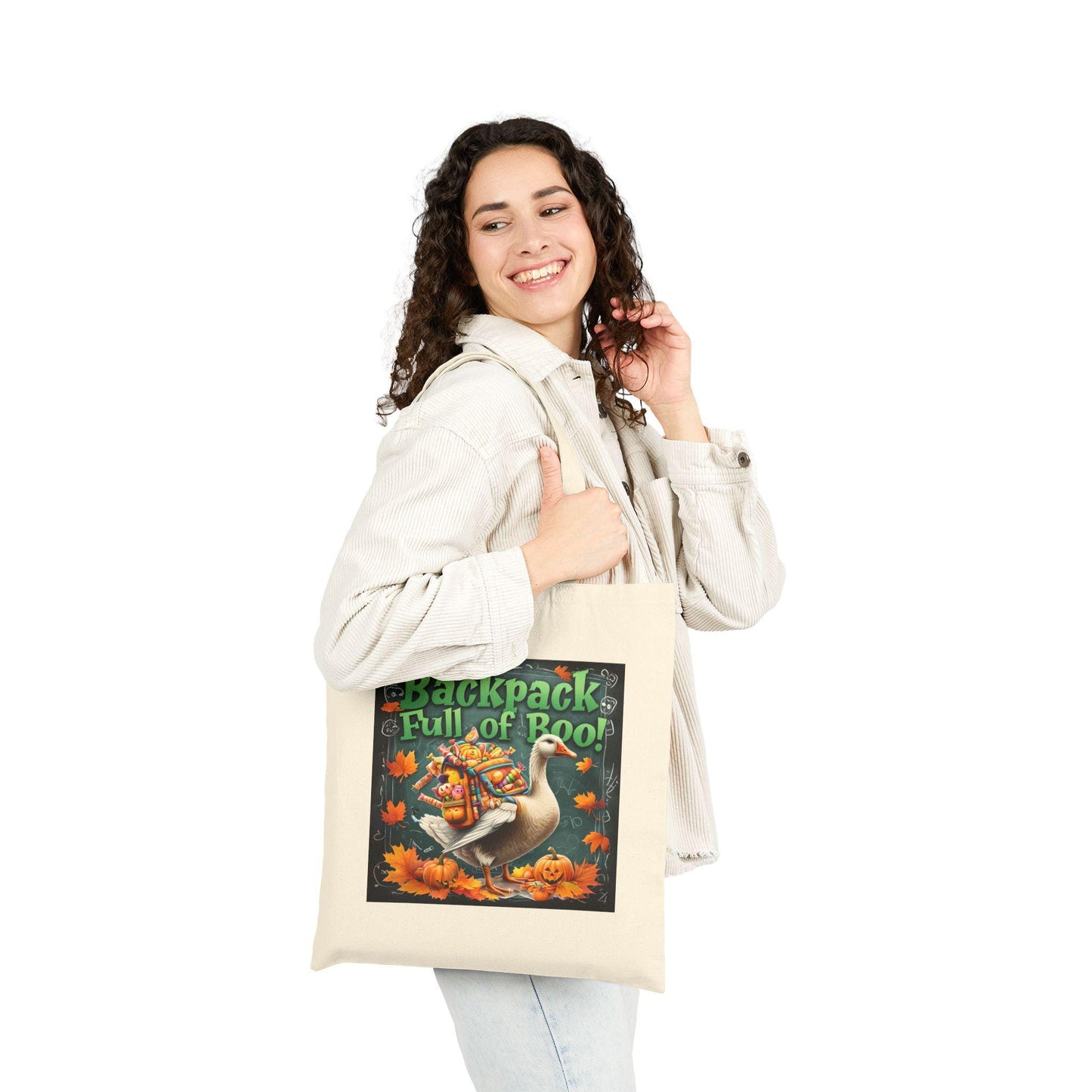 Spooky Goose Cotton Canvas Tote Bag: Halloween Trick or Treat Carryall
