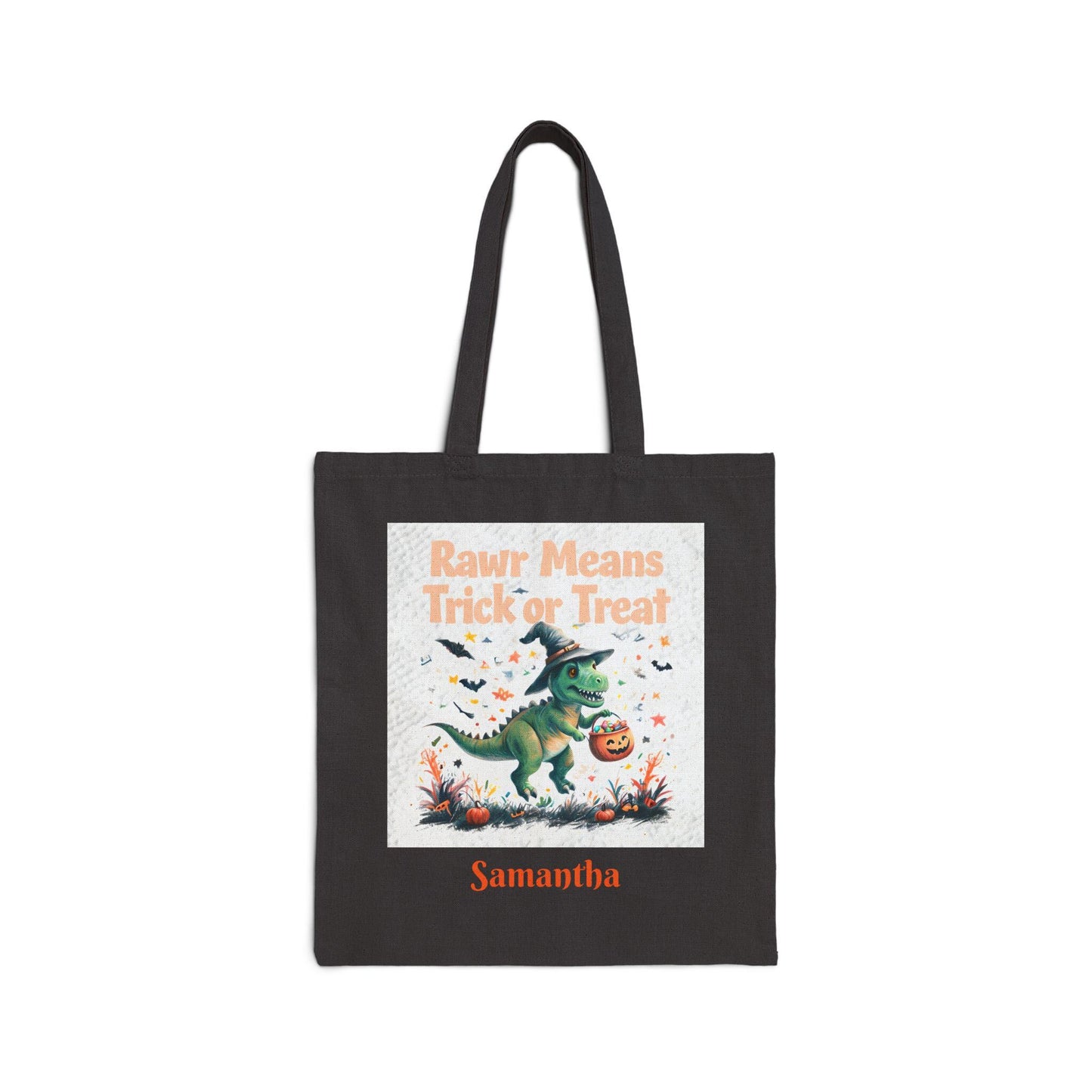 Dinosaur Halloween Tote Bag: Rawr Trick or Treat, Custom Kids Gift