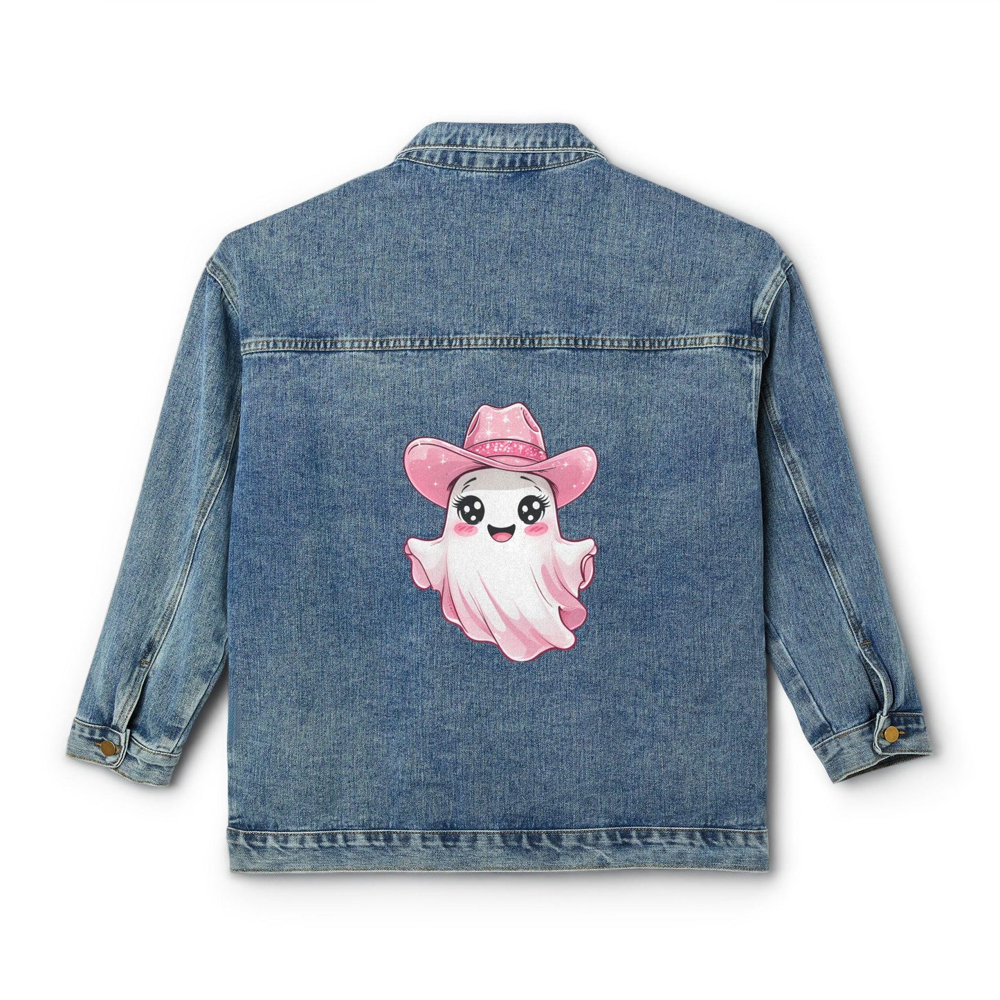 Cute Ghost Denim Jacket for Women, Retro Style Jacket, Casual Fall Outfit, Gift Idea for Halloween, Vintage Summer Fashion