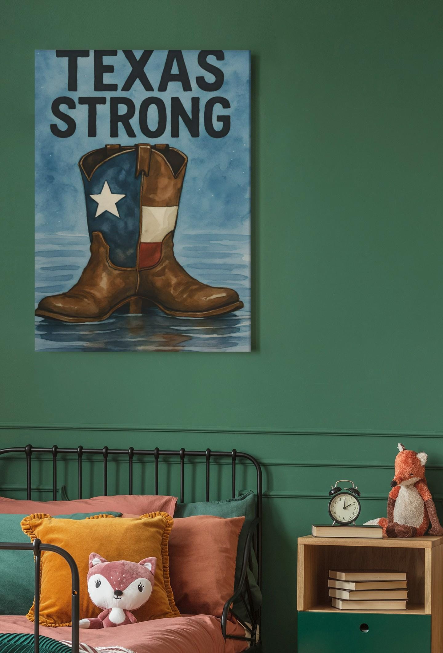 Texas Strong Cowboy Boot PNG: Watercolor Texas Flag Art (Digital Download
