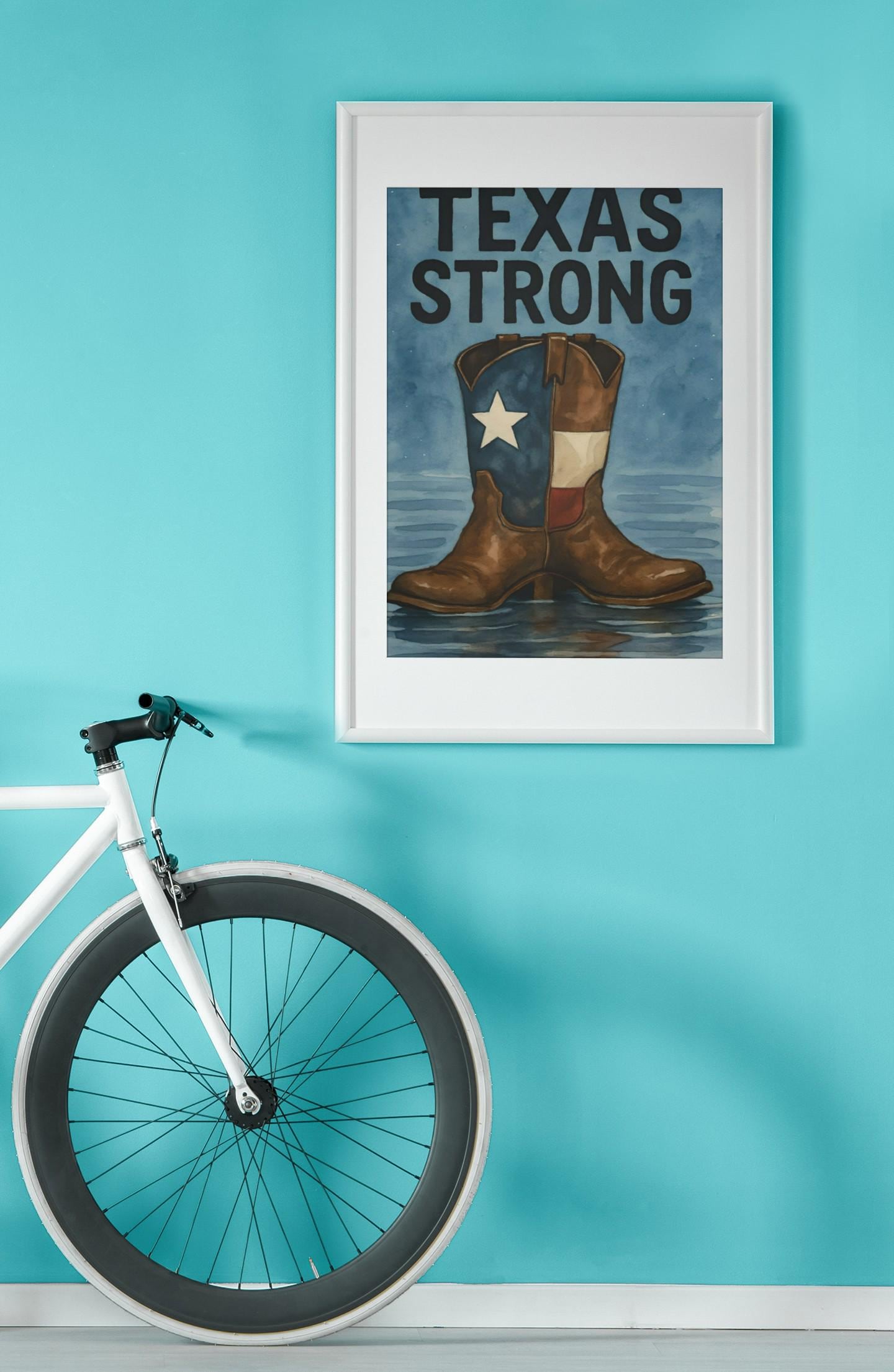 Texas Strong Cowboy Boot PNG: Watercolor Texas Flag Art (Digital Download