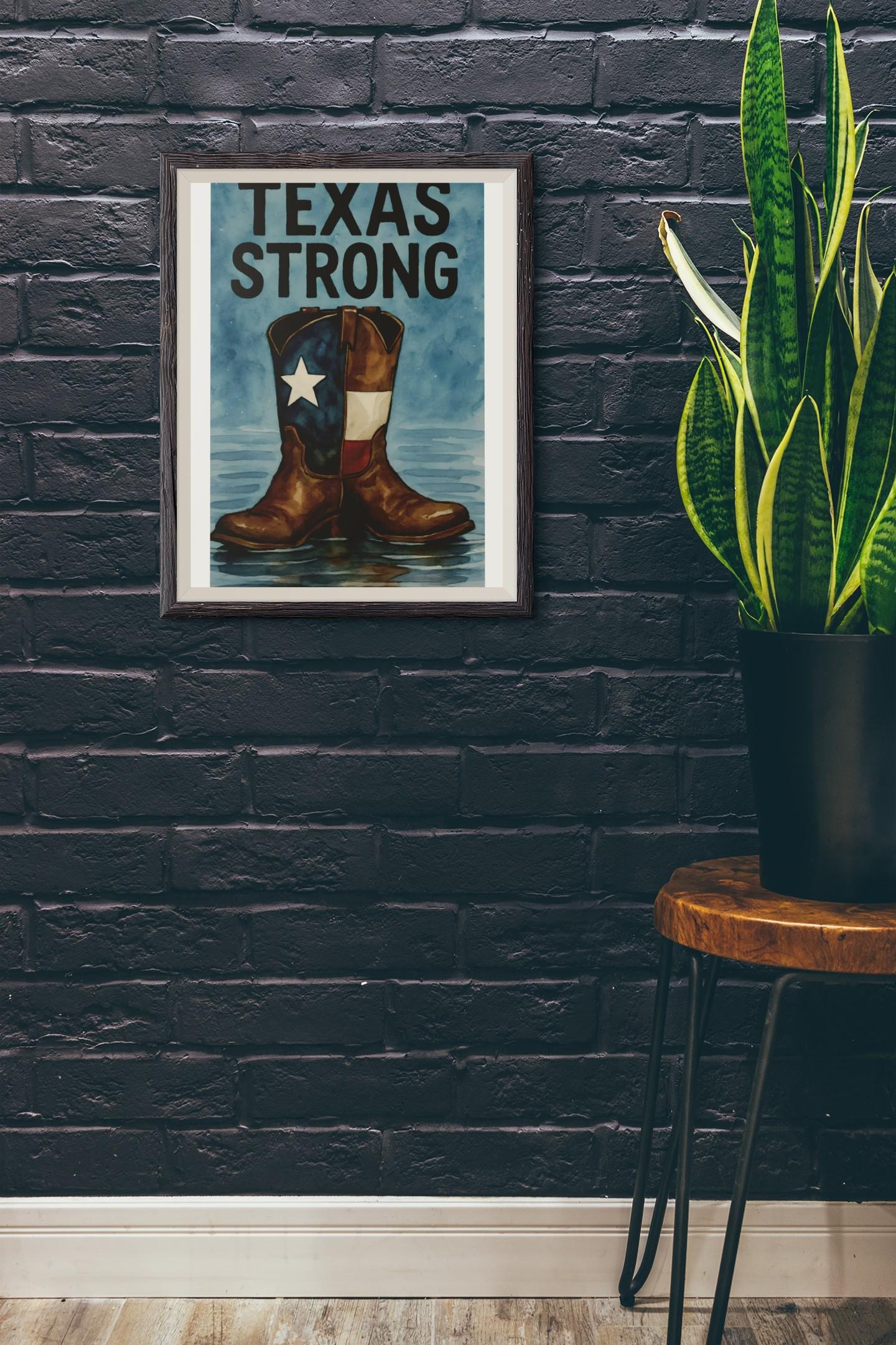 Texas Strong Cowboy Boot PNG: Watercolor Texas Flag Art (Digital Download