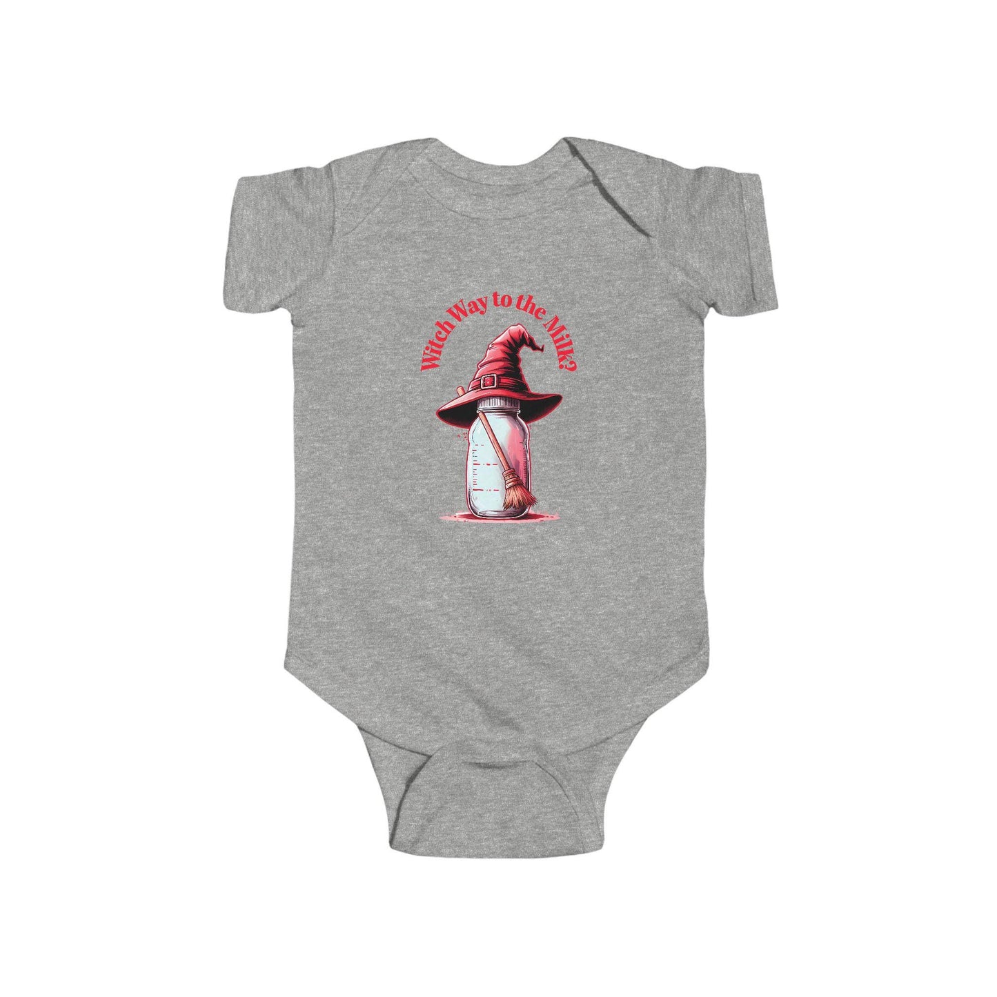 Witch Way to the Milk Infant Bodysuit: Funny Halloween Baby Outfit