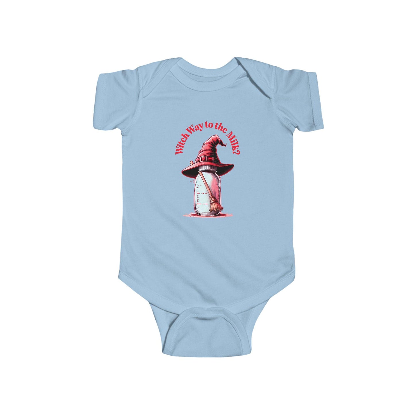 Witch Way to the Milk Infant Bodysuit: Funny Halloween Baby Outfit