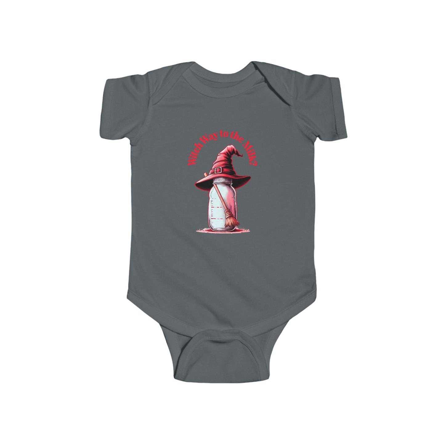 Witch Way to the Milk Infant Bodysuit: Funny Halloween Baby Outfit