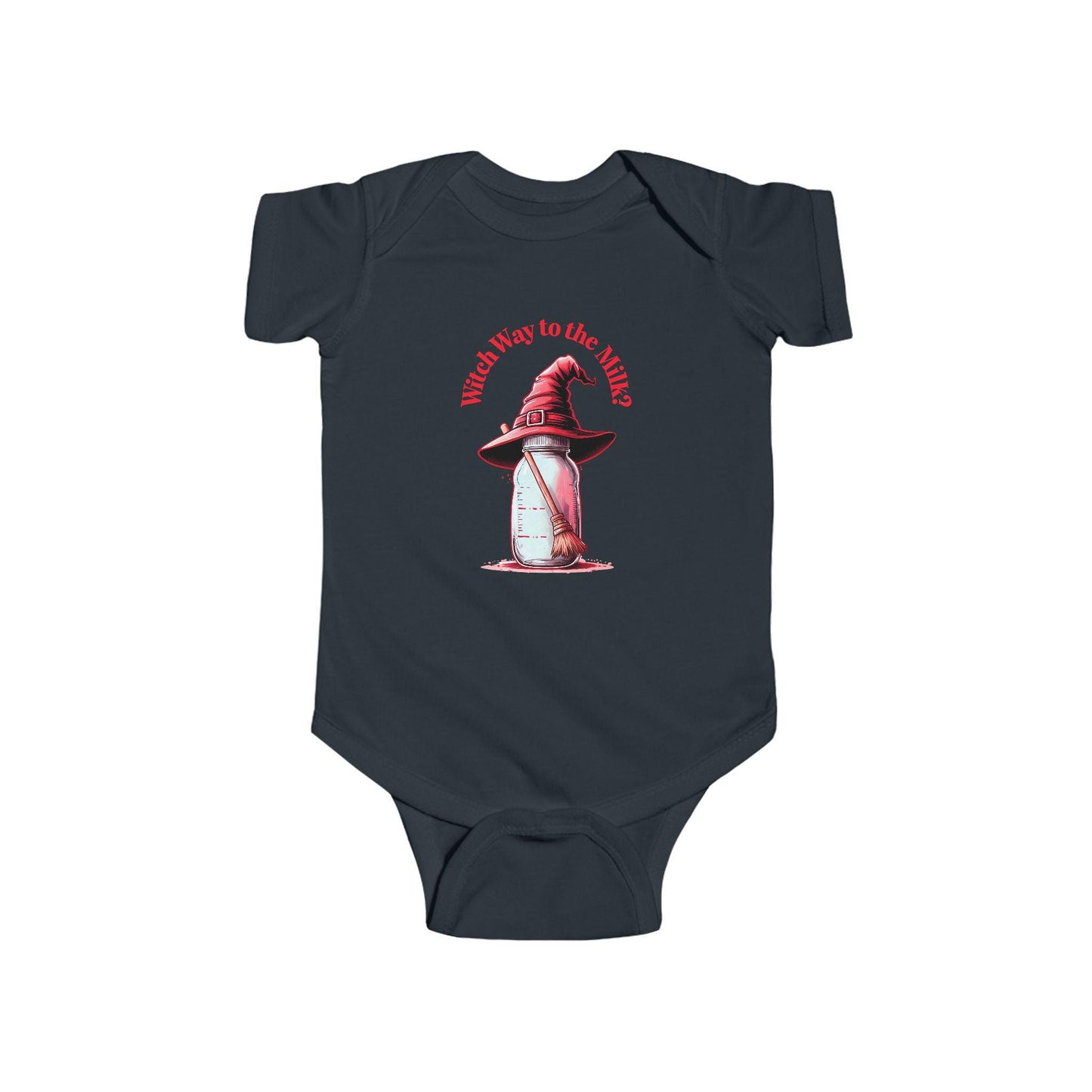 Witch Way to the Milk Infant Bodysuit: Funny Halloween Baby Outfit