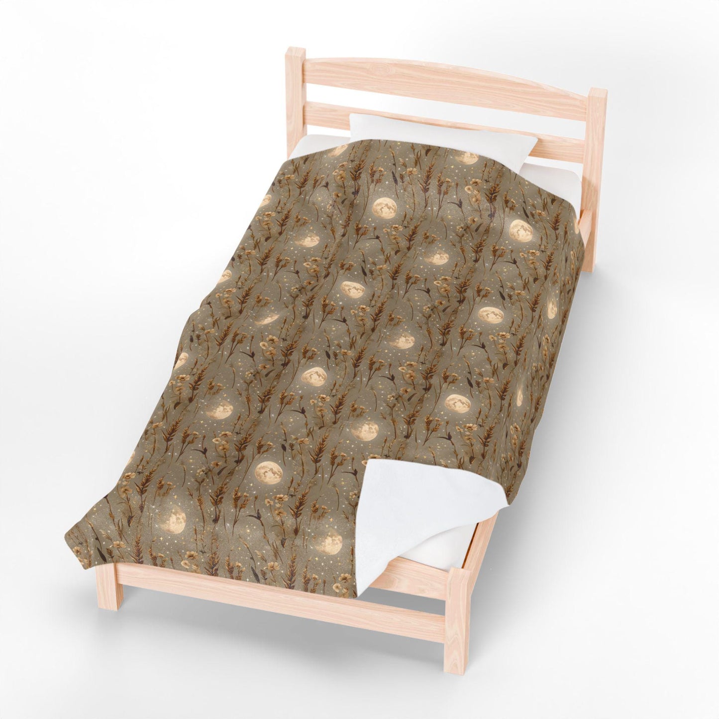 Velveteen Plush Blanket: Bohemian Cozy Throw, Harvest Moon Design