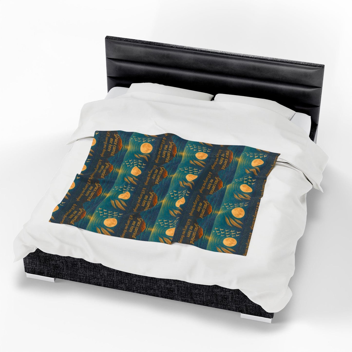 Inspirational Velveteen Plush Blanket: Grace Theme, Motivational Decor