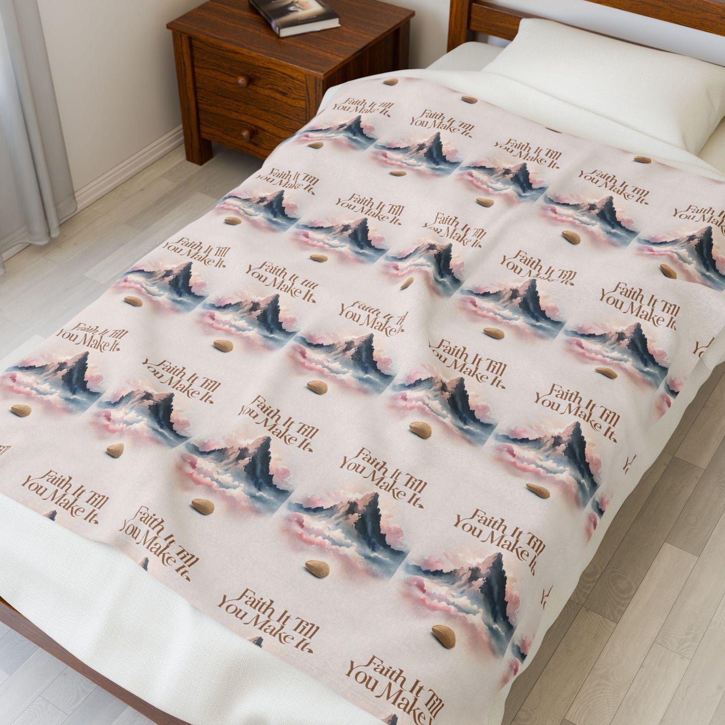 Inspirational Quote Velveteen Plush Blanket: Cozy Motivational Throw