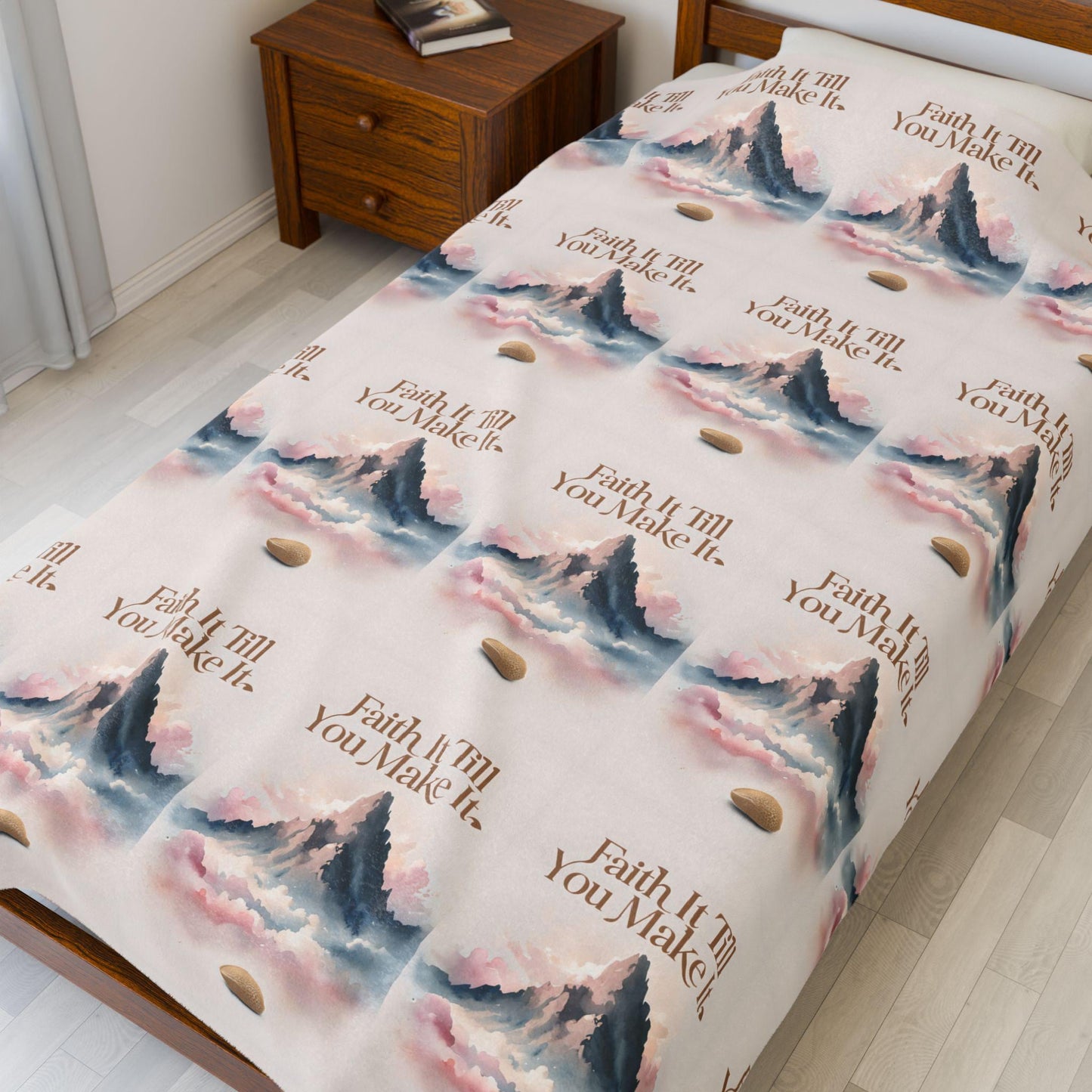 Inspirational Quote Velveteen Plush Blanket: Cozy Motivational Throw