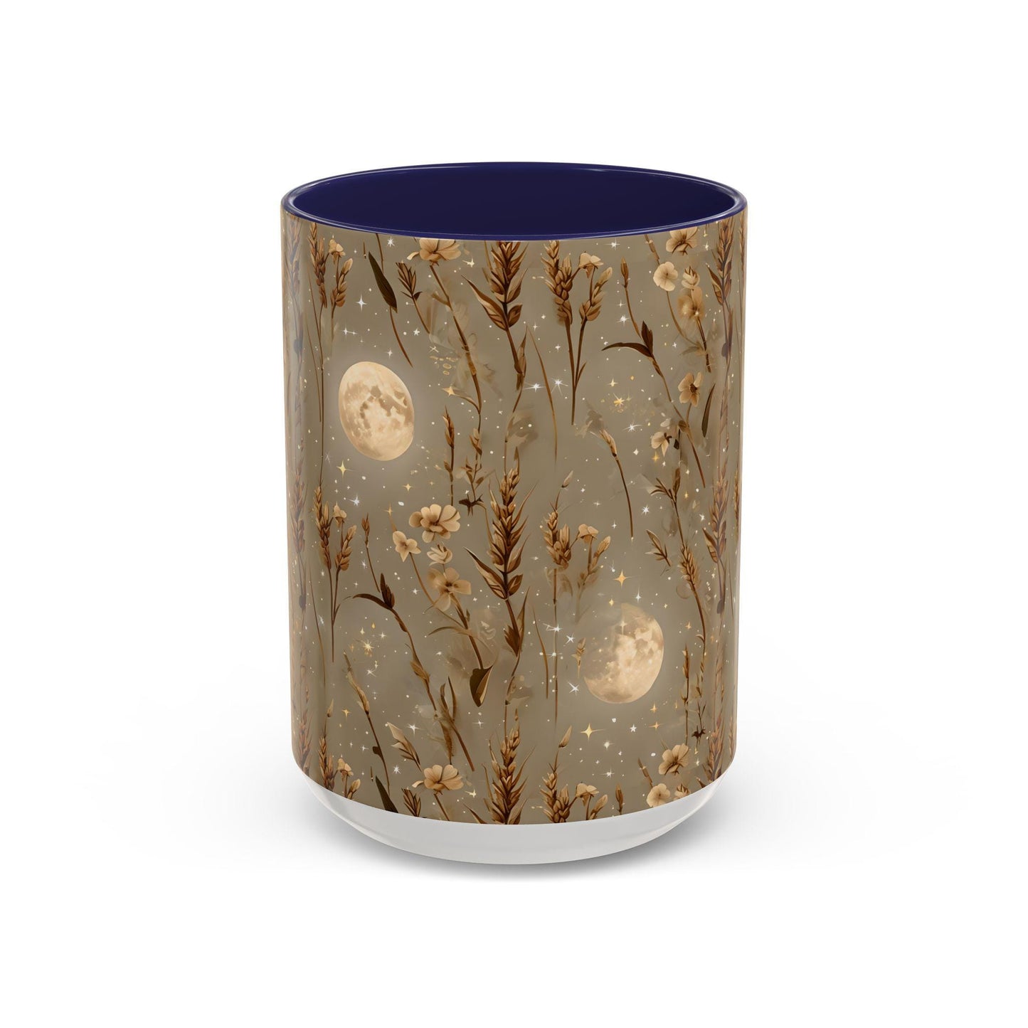 Celestial Floral Coffee Mug - Cosmic Design for Coffee Lovers, Gift for Her, Moon Decor, Morning Routine, Nature Inspired, Harvest Moon