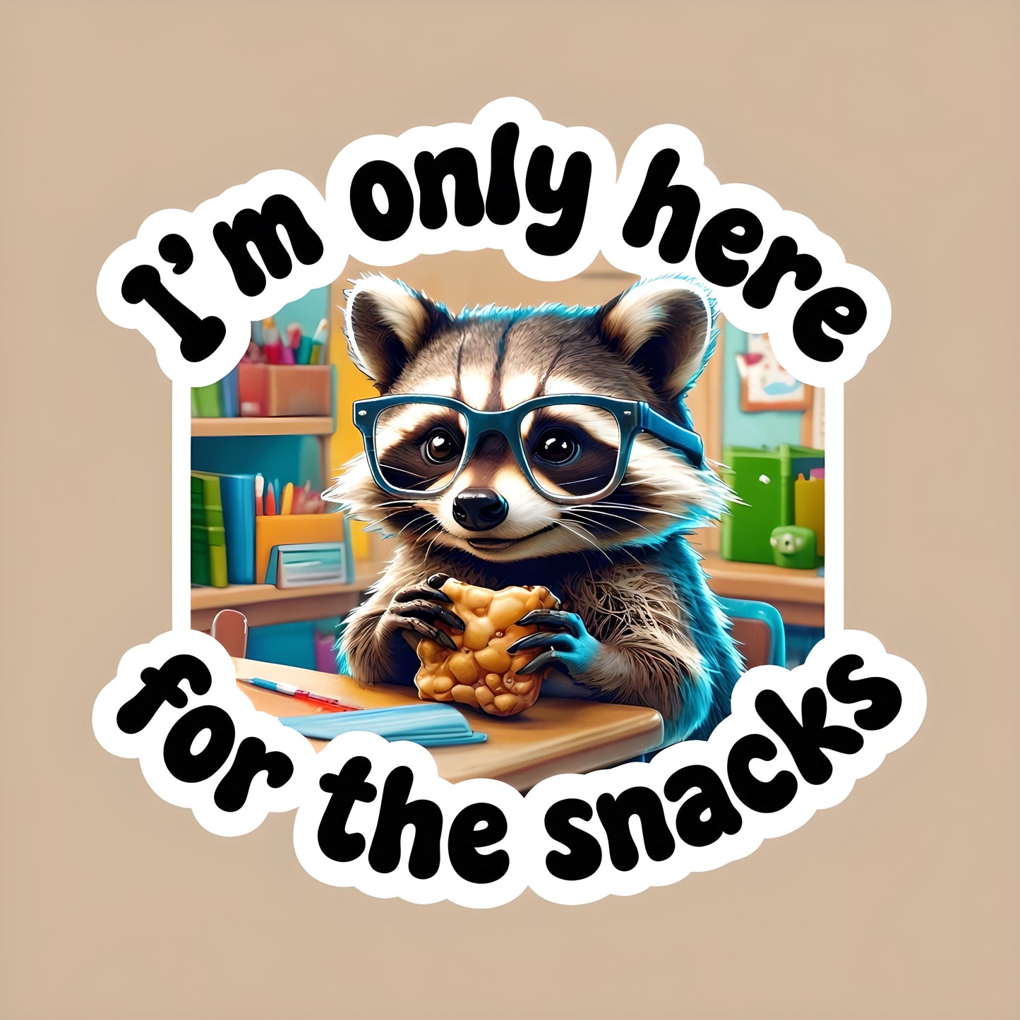 Sticker - Racoon I'm Only Here for the Snacks - Back to School