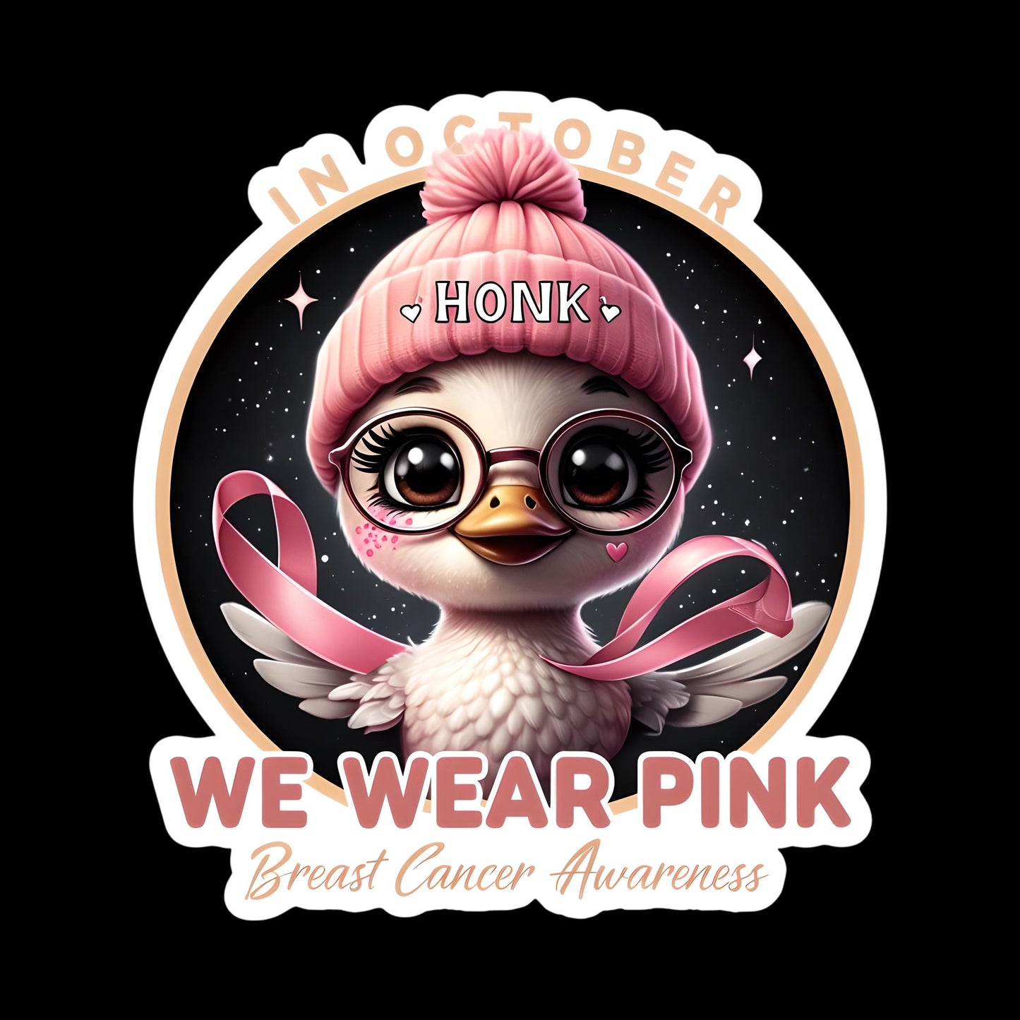 Outdoor Sticker - Goose Breast Cancer Awareness Theme - In October We Wear Pink