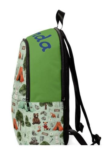 Personalized Kids Backpack: Forest Animals & Camping Scene