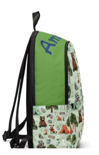Personalized Kids Backpack: Forest Animals & Camping Scene