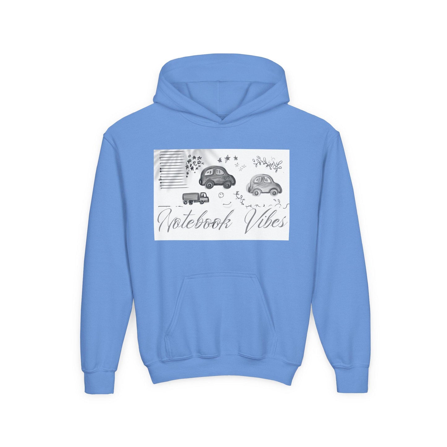 Notebook Vibes Youth Hoodie, Cool Car Design Sweatshirt, Gift for Teen Boys Girls, Casual Wear, Birthday Present, Art Lover Apparel