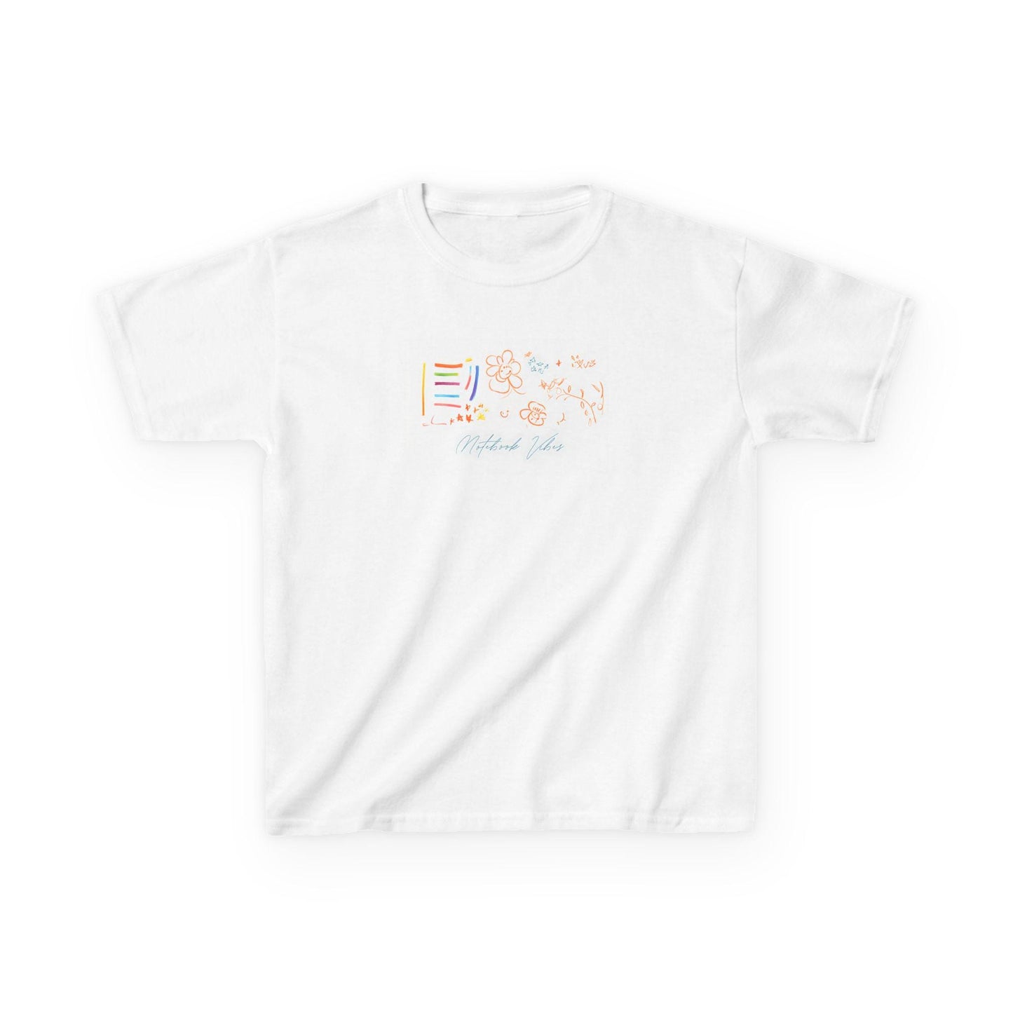 Kids Heavy Cotton Tee: Fun Notebook Graphic Unisex Shirt