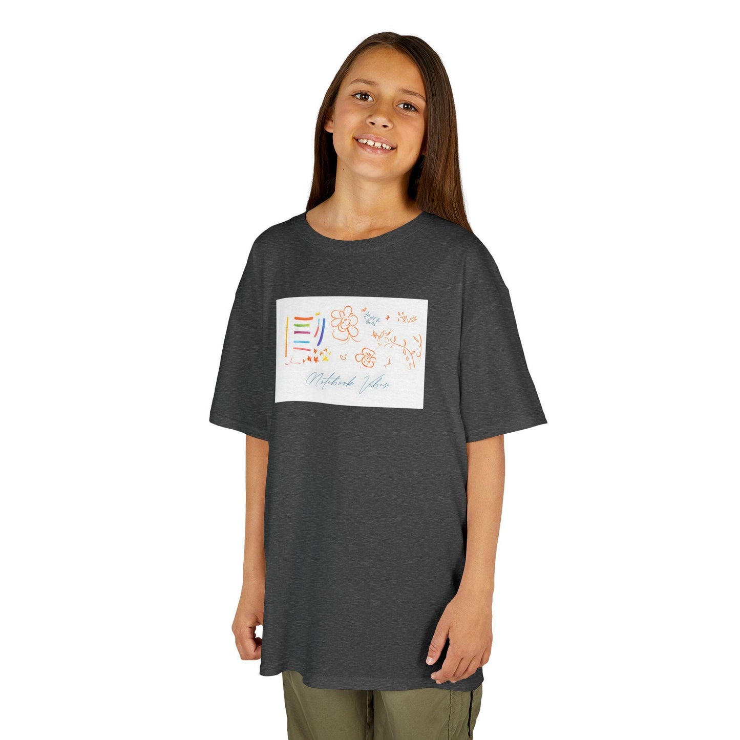 Kids Heavy Cotton Tee: Fun Notebook Graphic Unisex Shirt