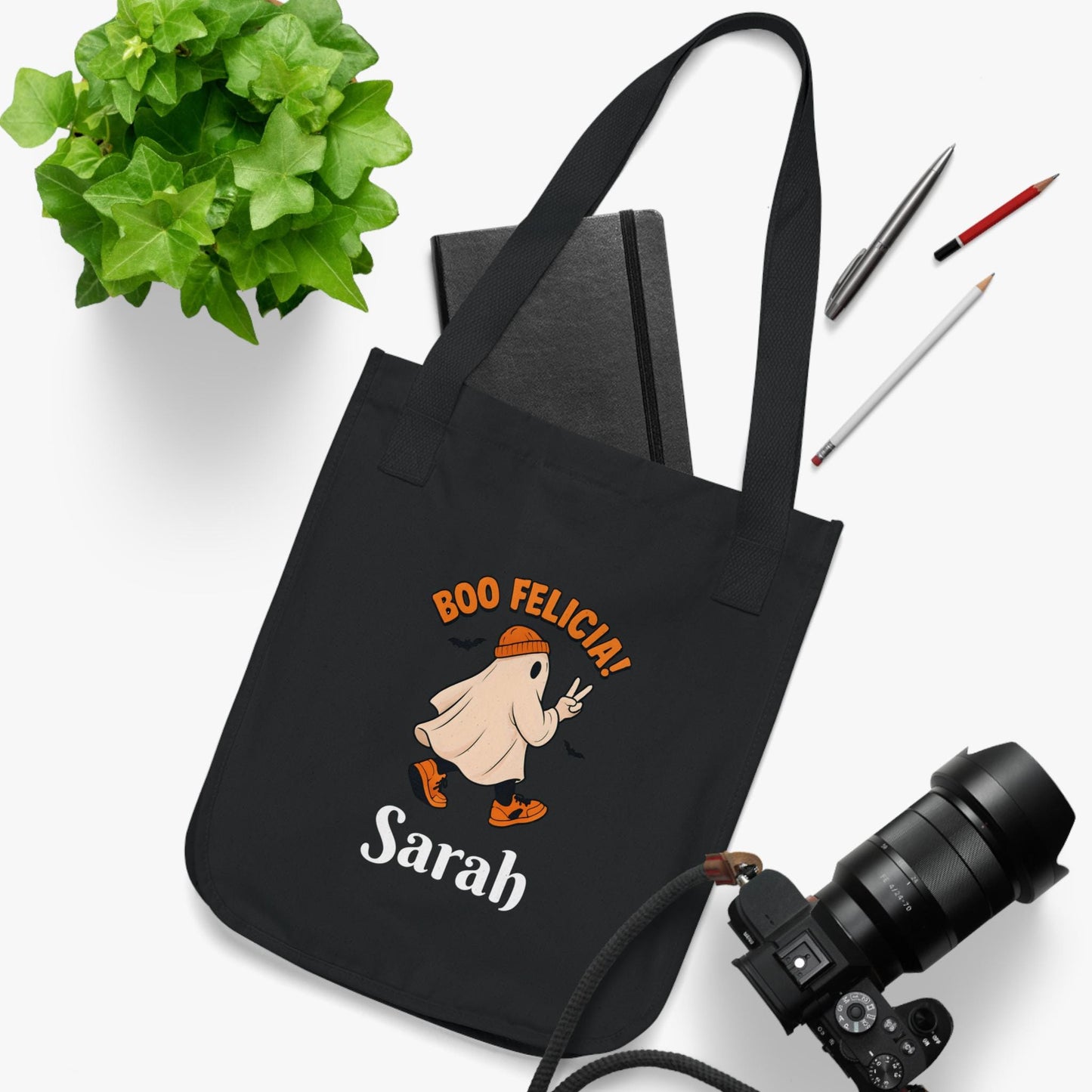 Funny Boo Felicia Tote Bag: Halloween Organic Cotton Canvas Shopping Bag