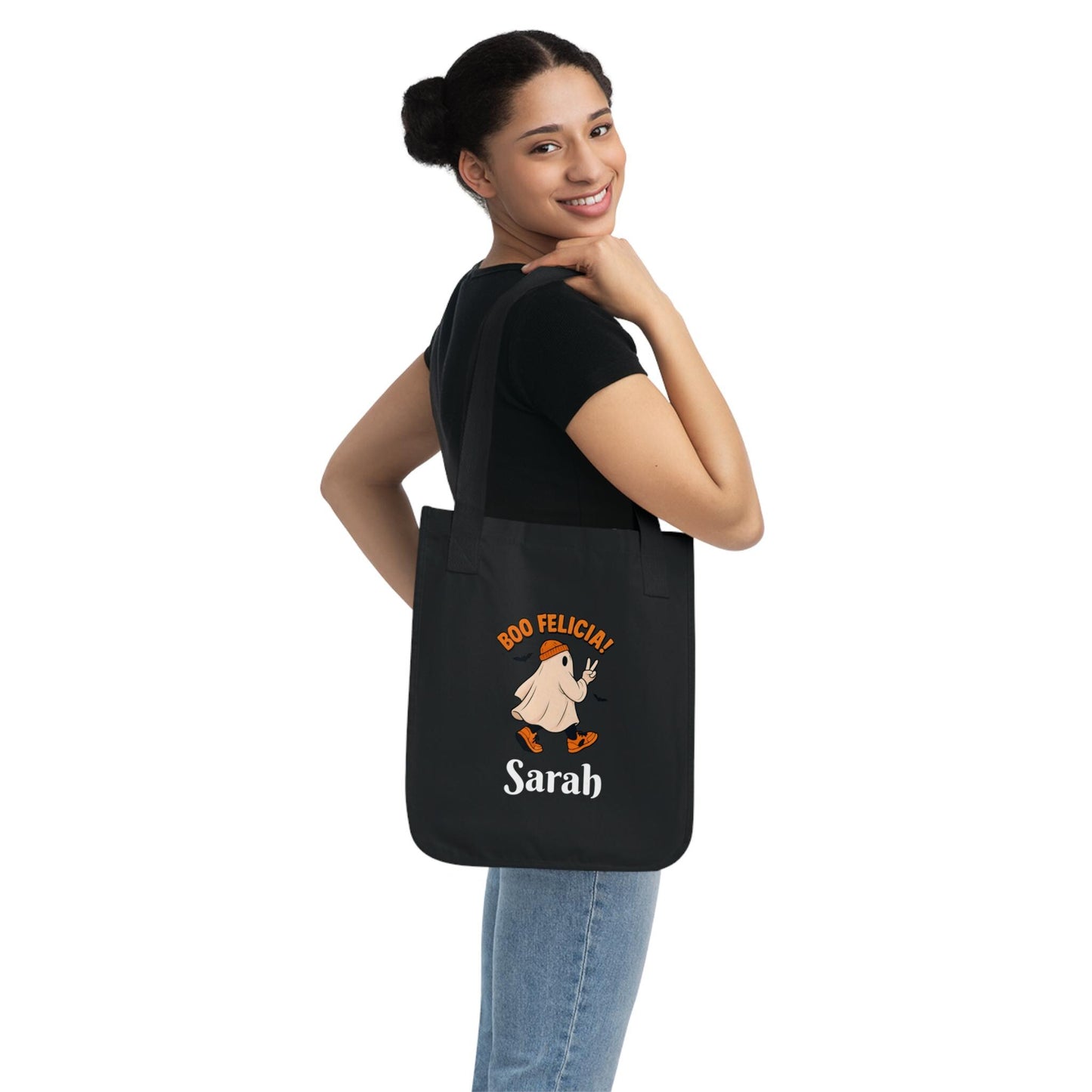 Funny Boo Felicia Tote Bag: Halloween Organic Cotton Canvas Shopping Bag