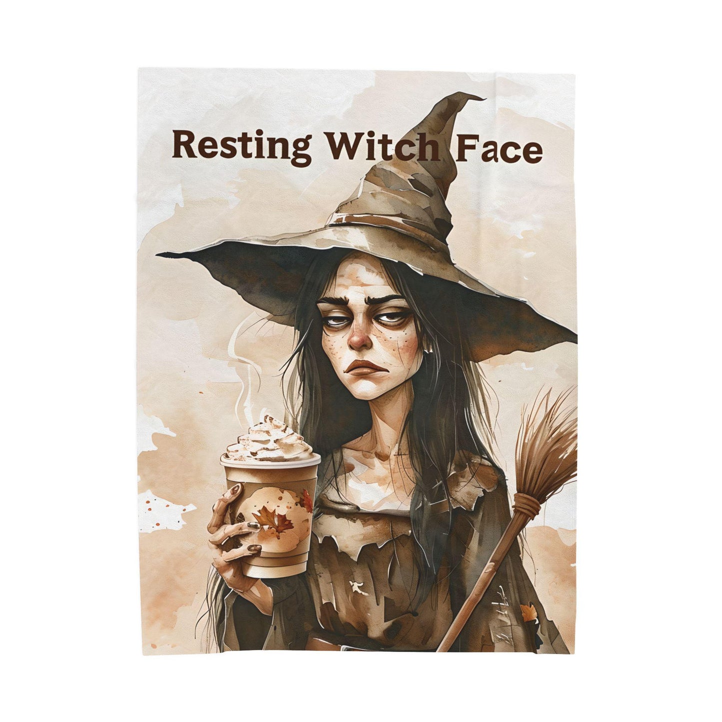 Resting Witch Face Plush Blanket: Gothic Halloween Throw