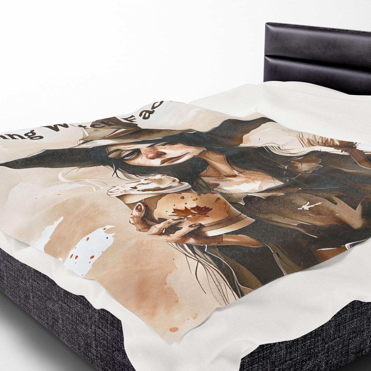 Resting Witch Face Plush Blanket: Gothic Halloween Throw