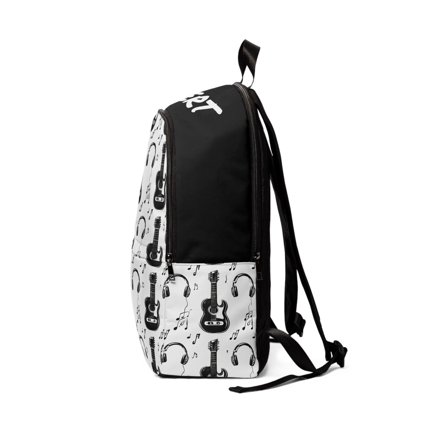 Music Lover Backpack: Guitar & Notes Design, Waterproof Nylon