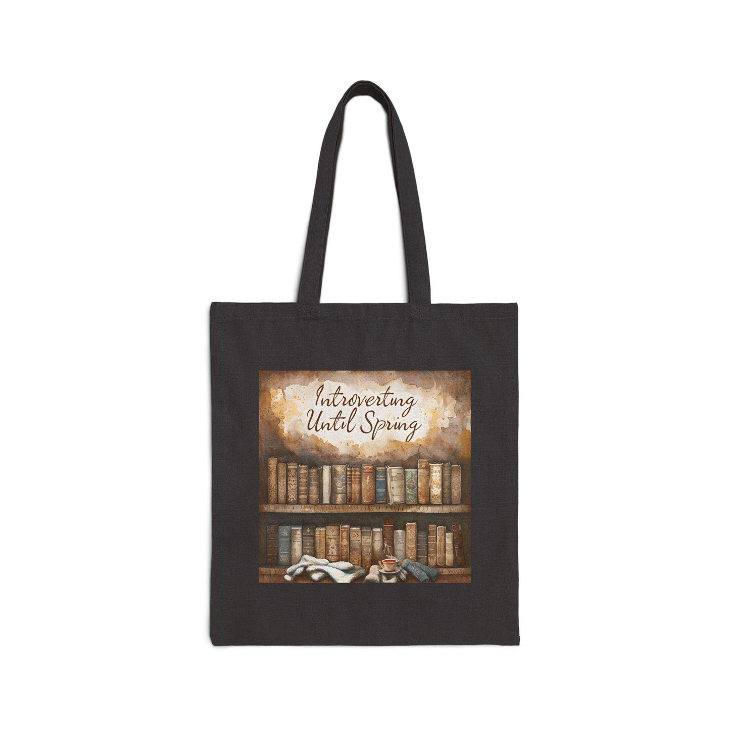 Introverting Until Spring Tote Bag: Book Lover's Cotton Canvas Shopping Bag