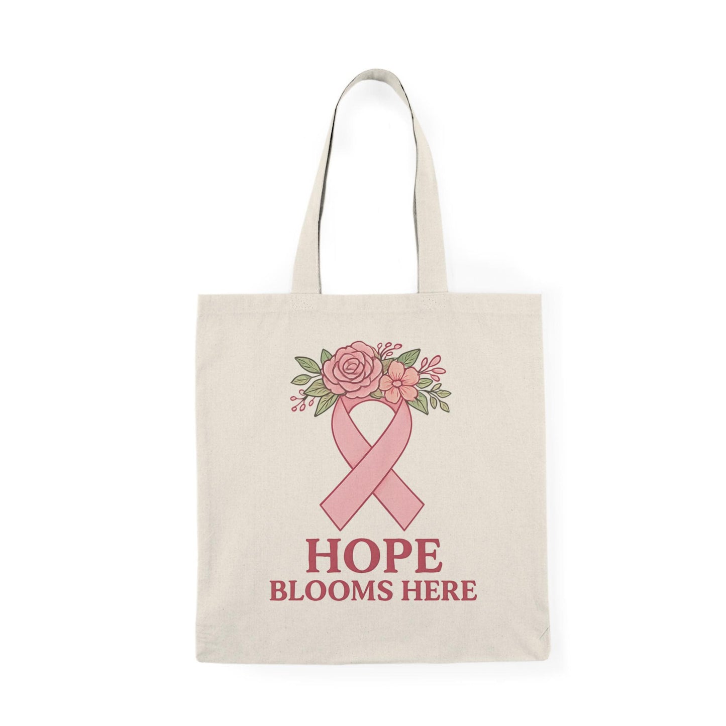 Hope Blooms Floral Tote Bag: Breast Cancer Awareness Gift