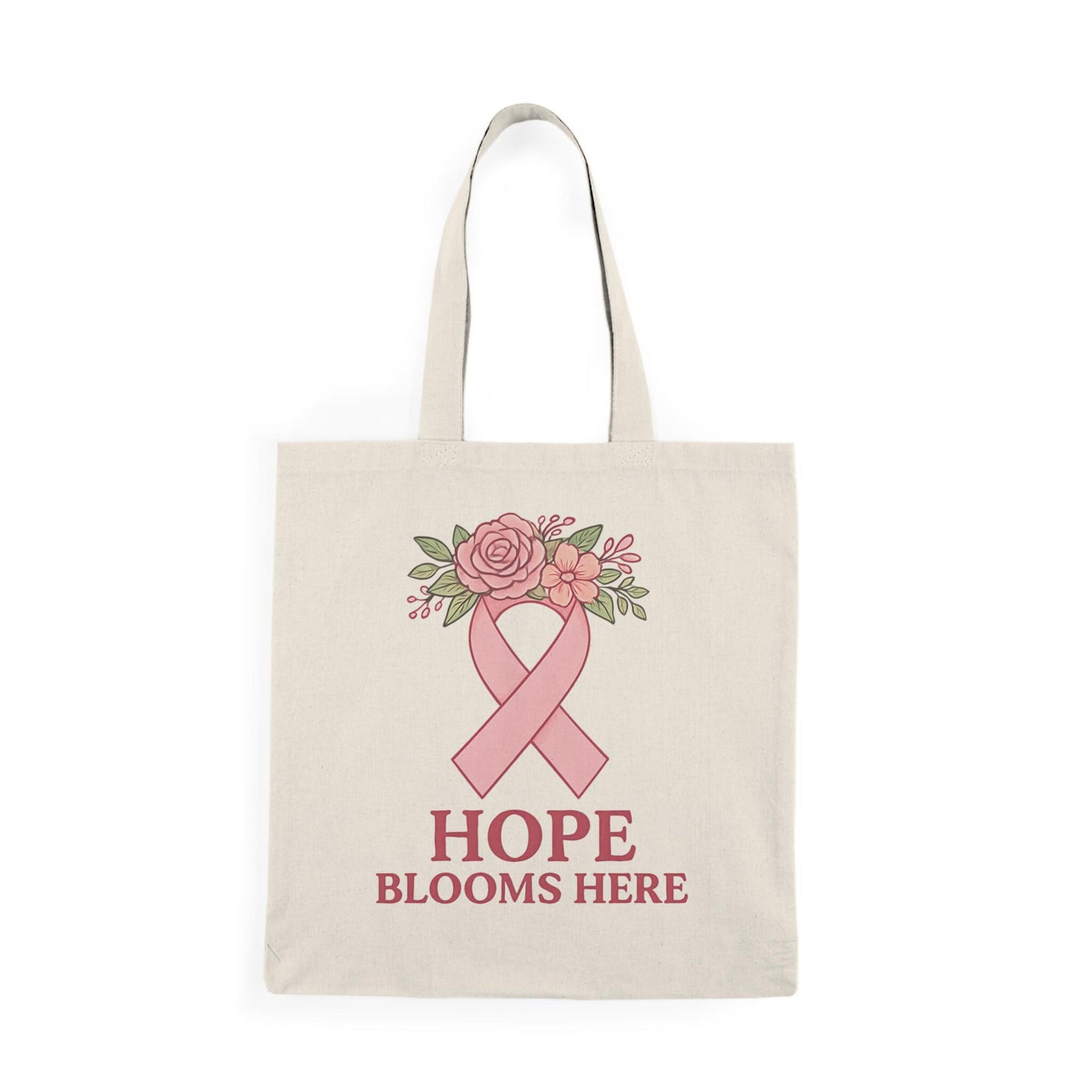 Hope Blooms Floral Tote Bag: Breast Cancer Awareness Gift