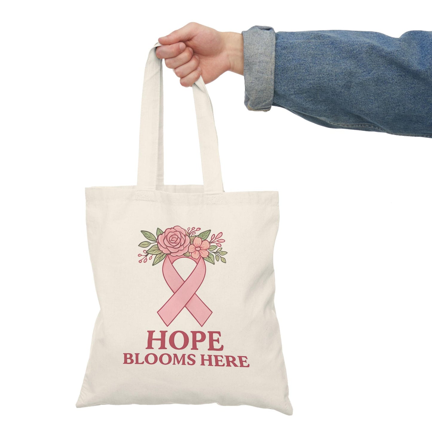 Hope Blooms Floral Tote Bag: Breast Cancer Awareness Gift